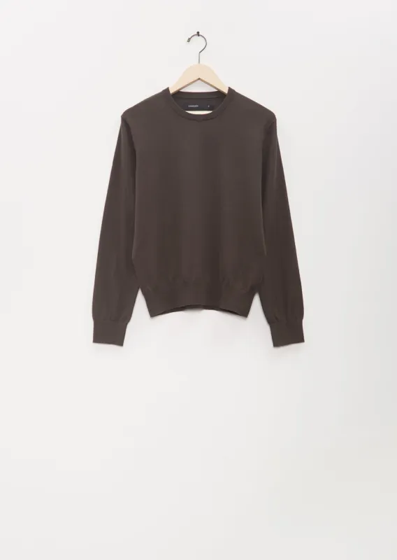 Cotton Cashmere Mini R-Neck Sweater — Black Olive sold by La Garconne