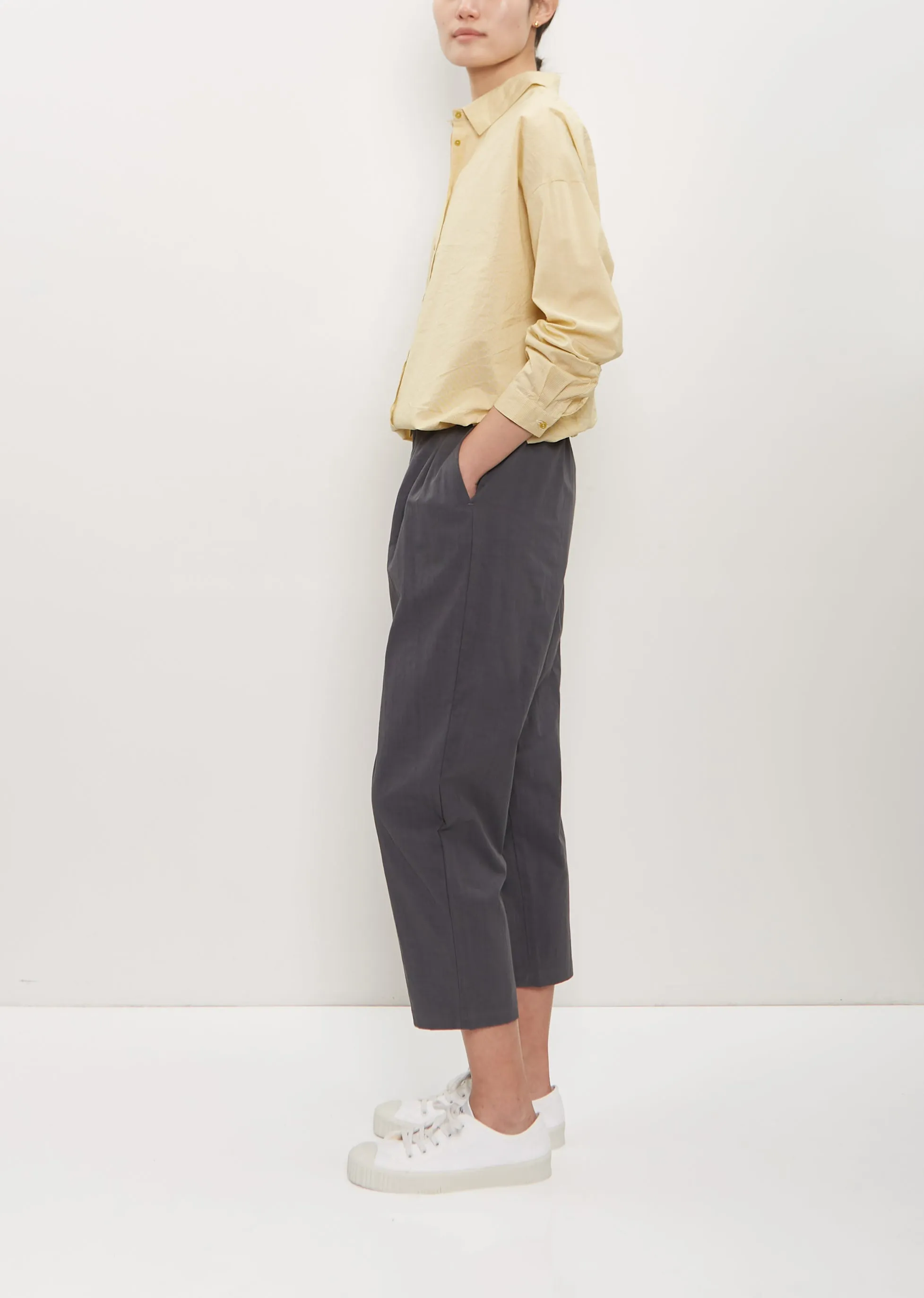 Cotton Poly Cropped Pleated Pant — Cement sold by La Garconne product image thumbnail 3
