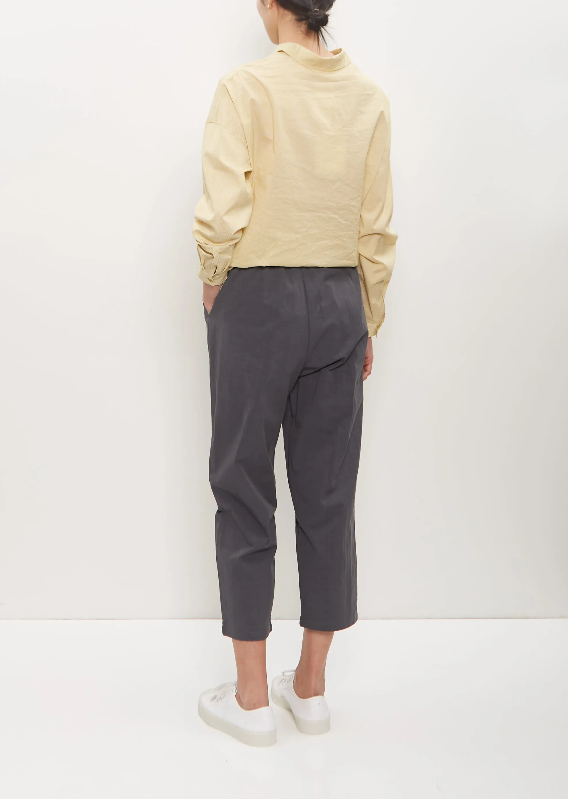 Cotton Poly Cropped Pleated Pant — Cement sold by La Garconne product image thumbnail 4
