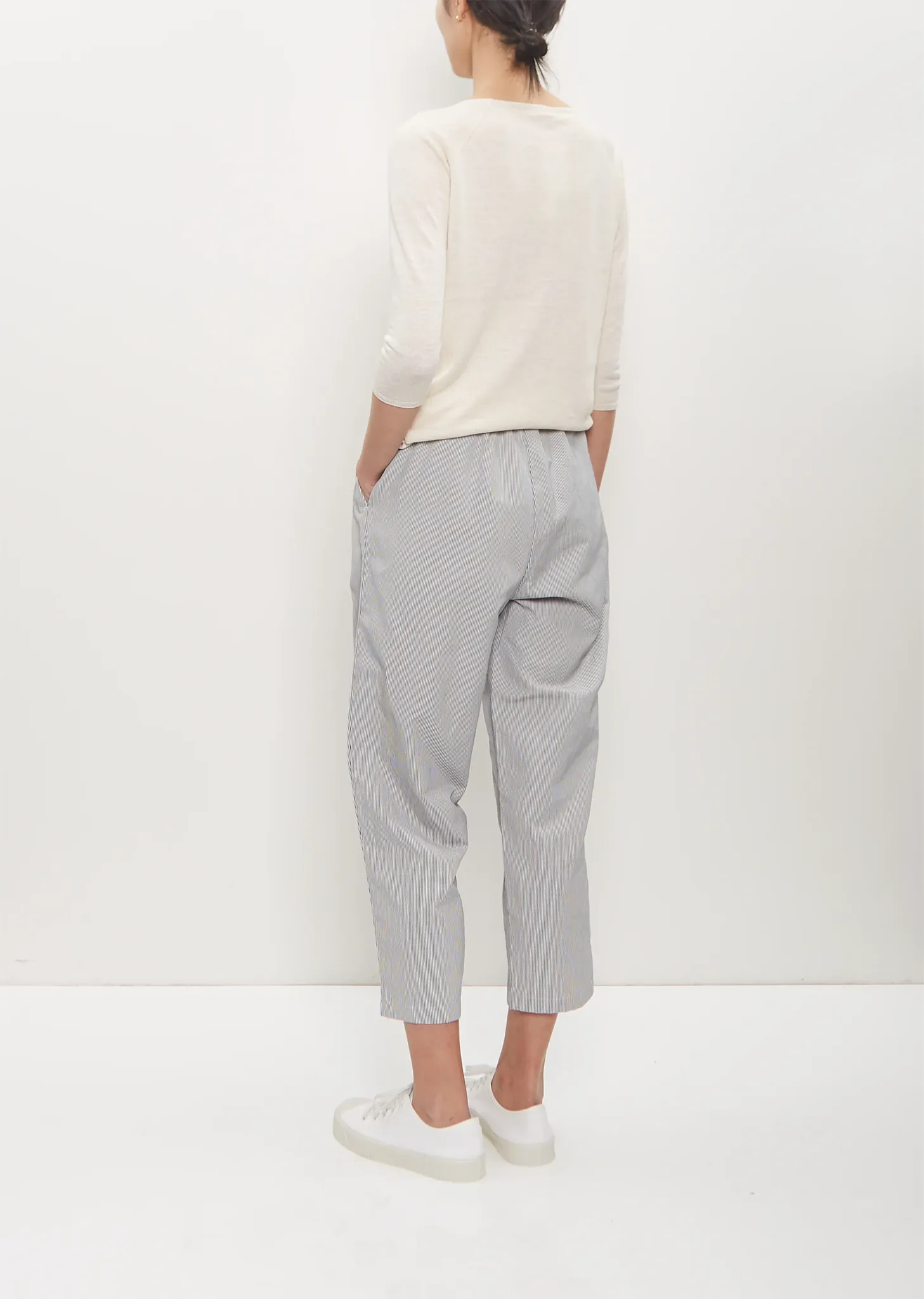 Linen Poly Cropped Pleated Pant — Cement sold by La Garconne product image thumbnail 3