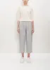 Linen Poly Cropped Pleated Pant — Cement sold by La Garconne
