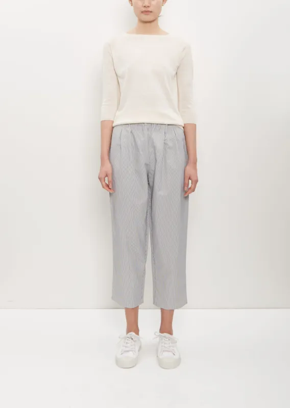 Linen Poly Cropped Pleated Pant — Cement sold by La Garconne