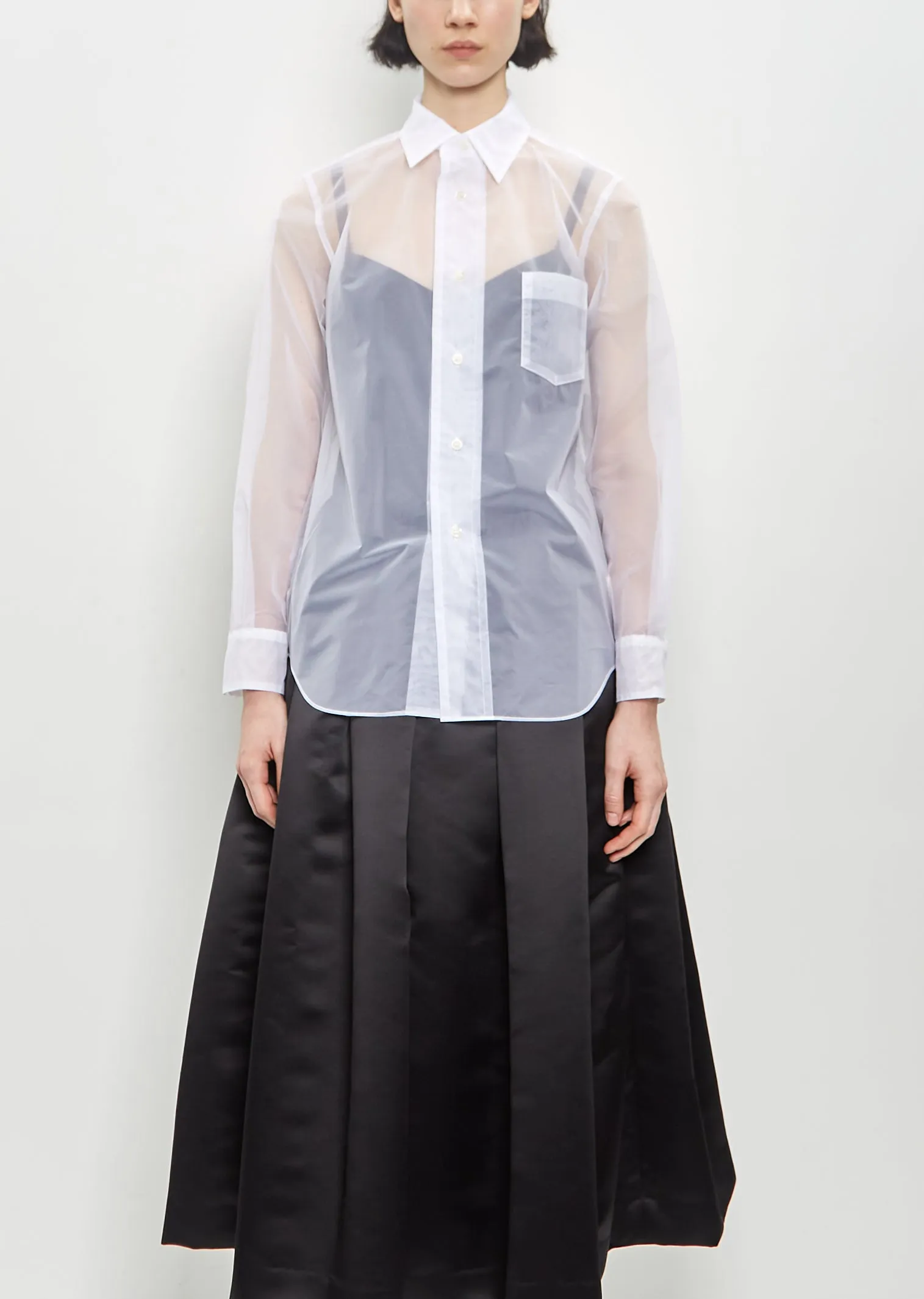 Nylon Sheer Blouse — White sold by La Garconne