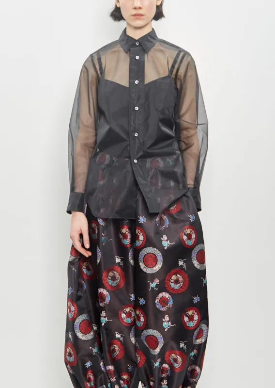 Nylon Sheer Blouse — Black made by Comme des Garcons