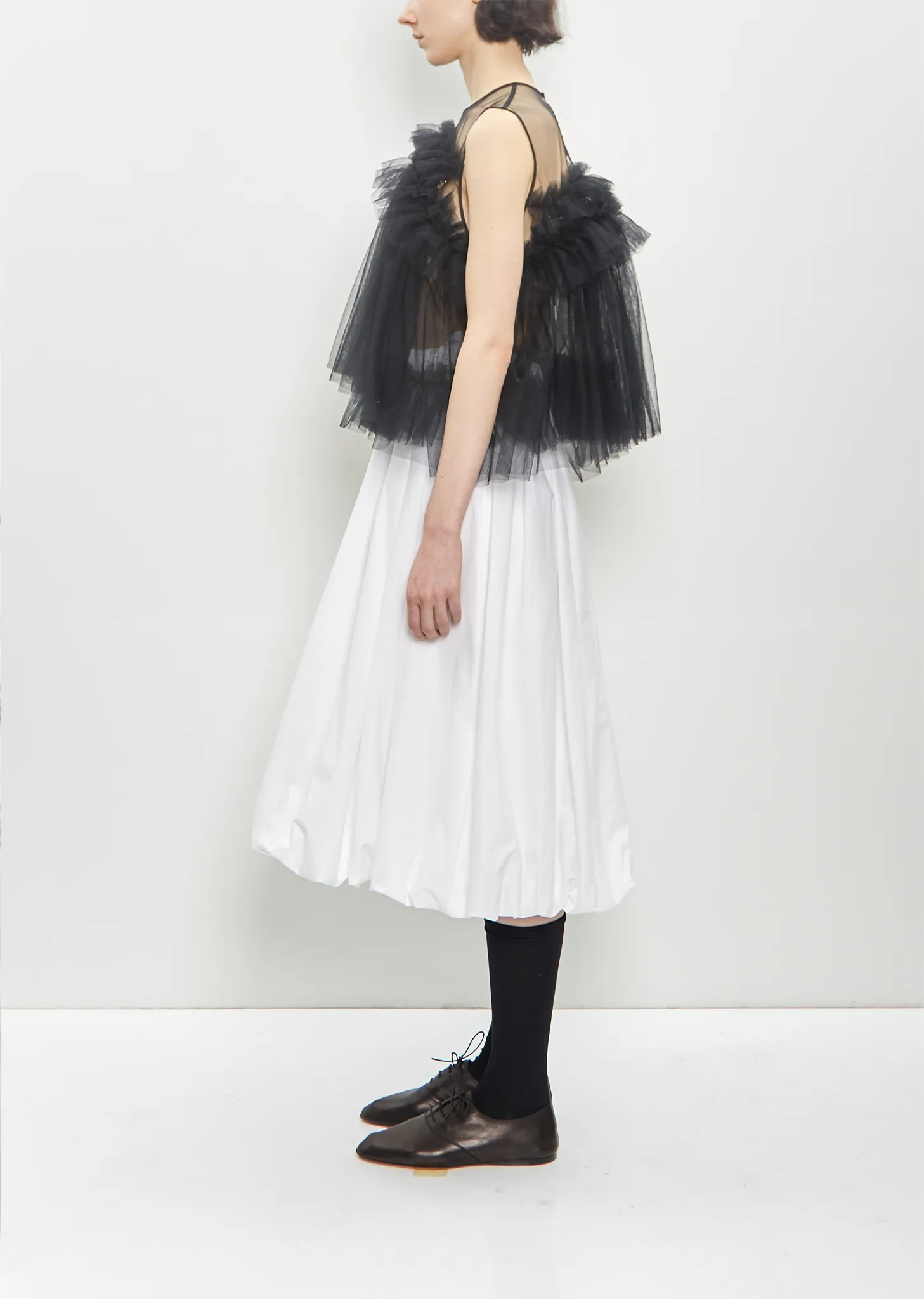 Nylon Sheer Sleeveless Ruffle Blouse sold by La Garconne product image thumbnail 2