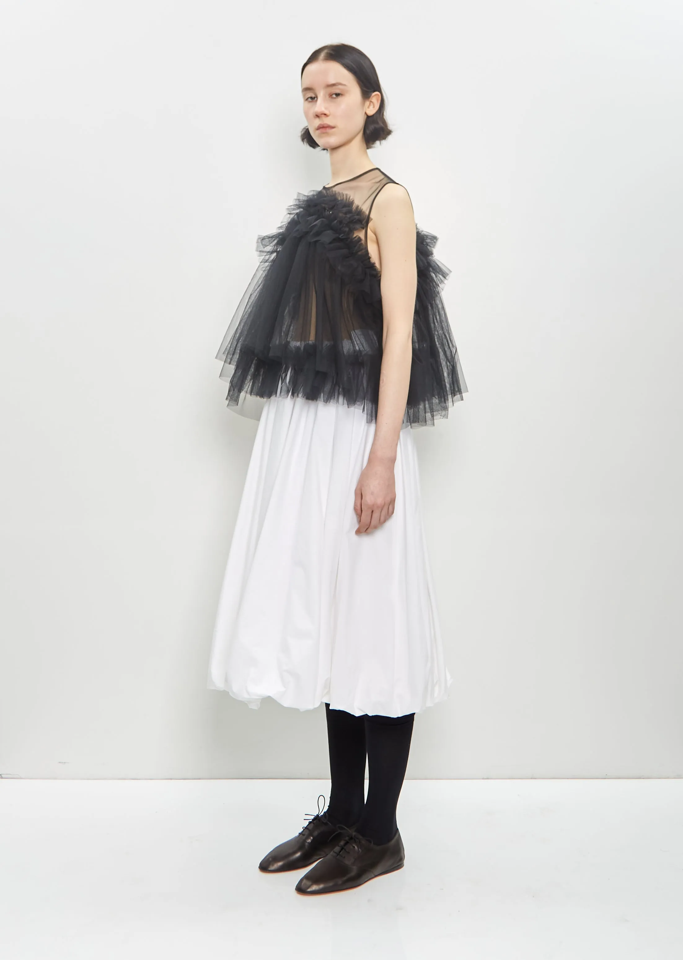 Nylon Sheer Sleeveless Ruffle Blouse sold by La Garconne product image thumbnail 5