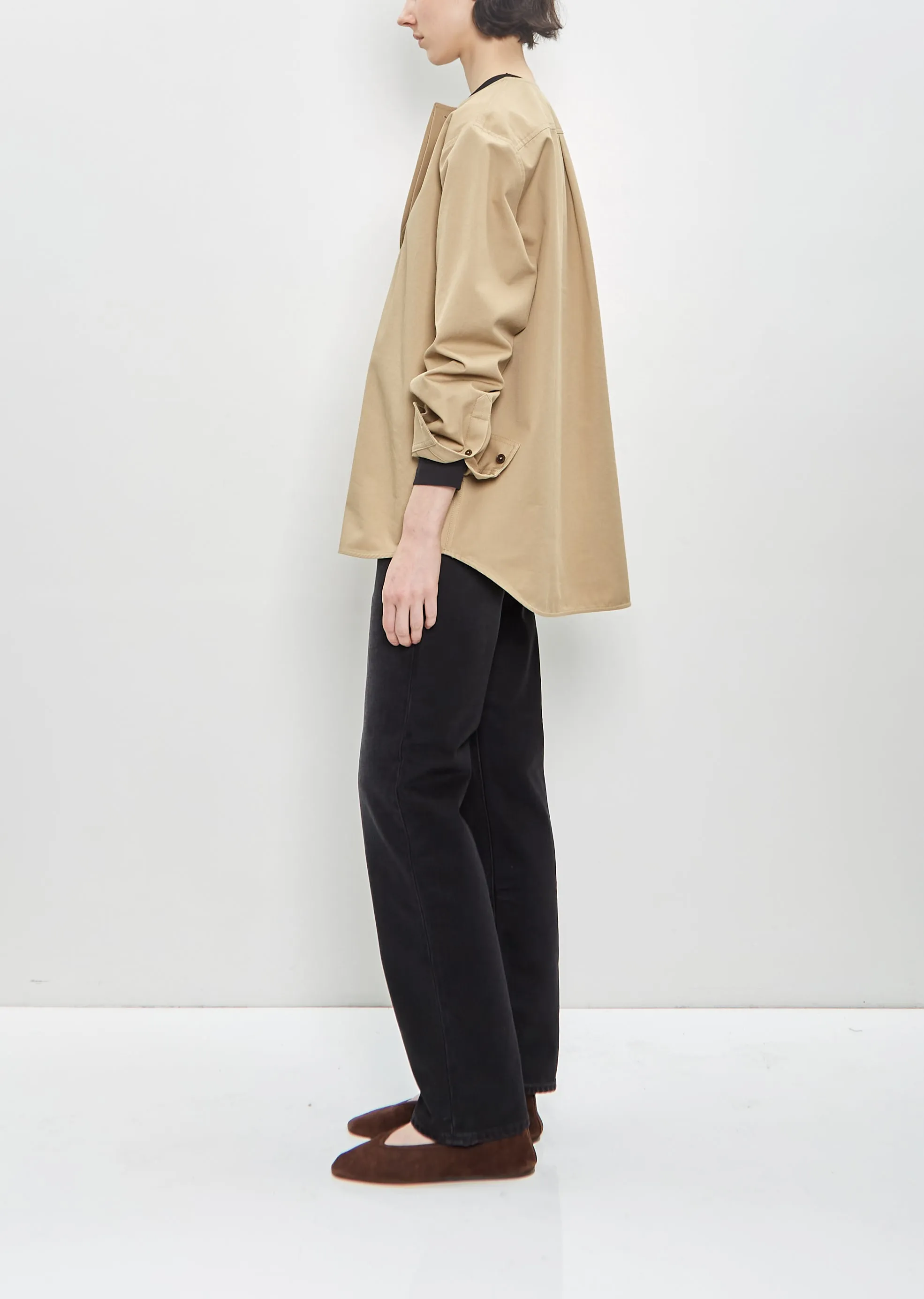 Organic Cotton Collarless Twill Shirt sold by La Garconne product image thumbnail 2