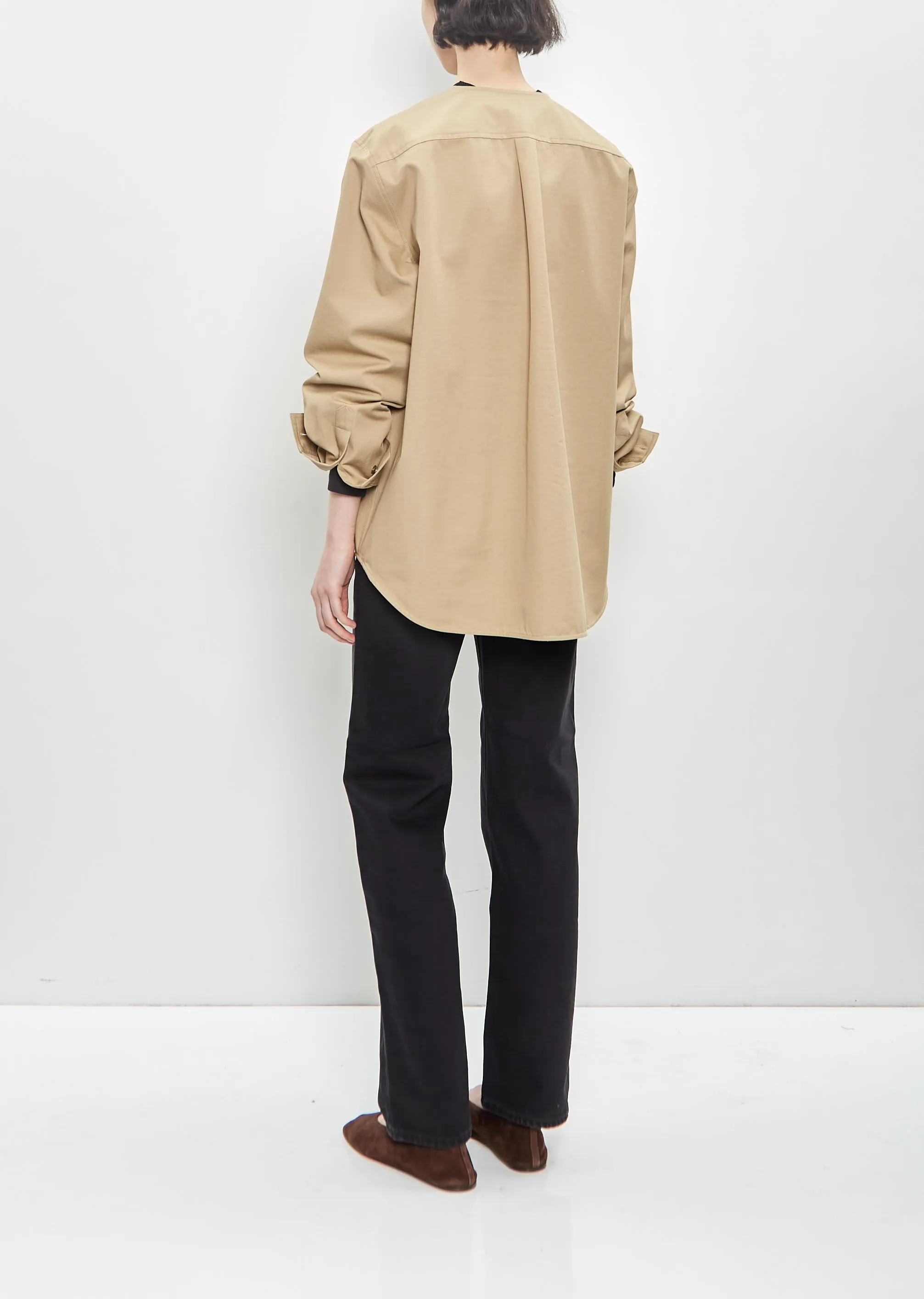 Organic Cotton Collarless Twill Shirt sold by La Garconne product image thumbnail 3