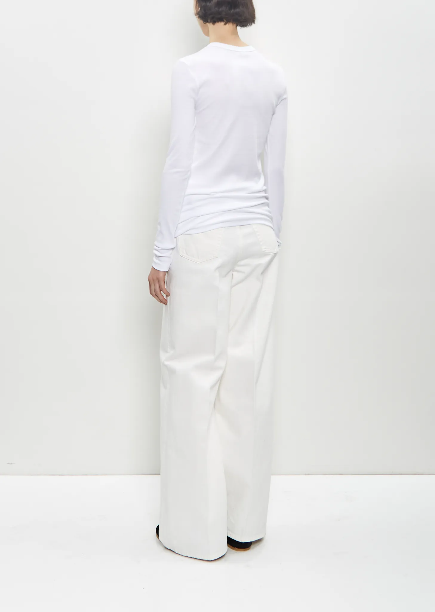 Stretch Organic Cotton Long-Sleeve Jersey Top — White sold by La Garconne product image thumbnail 3