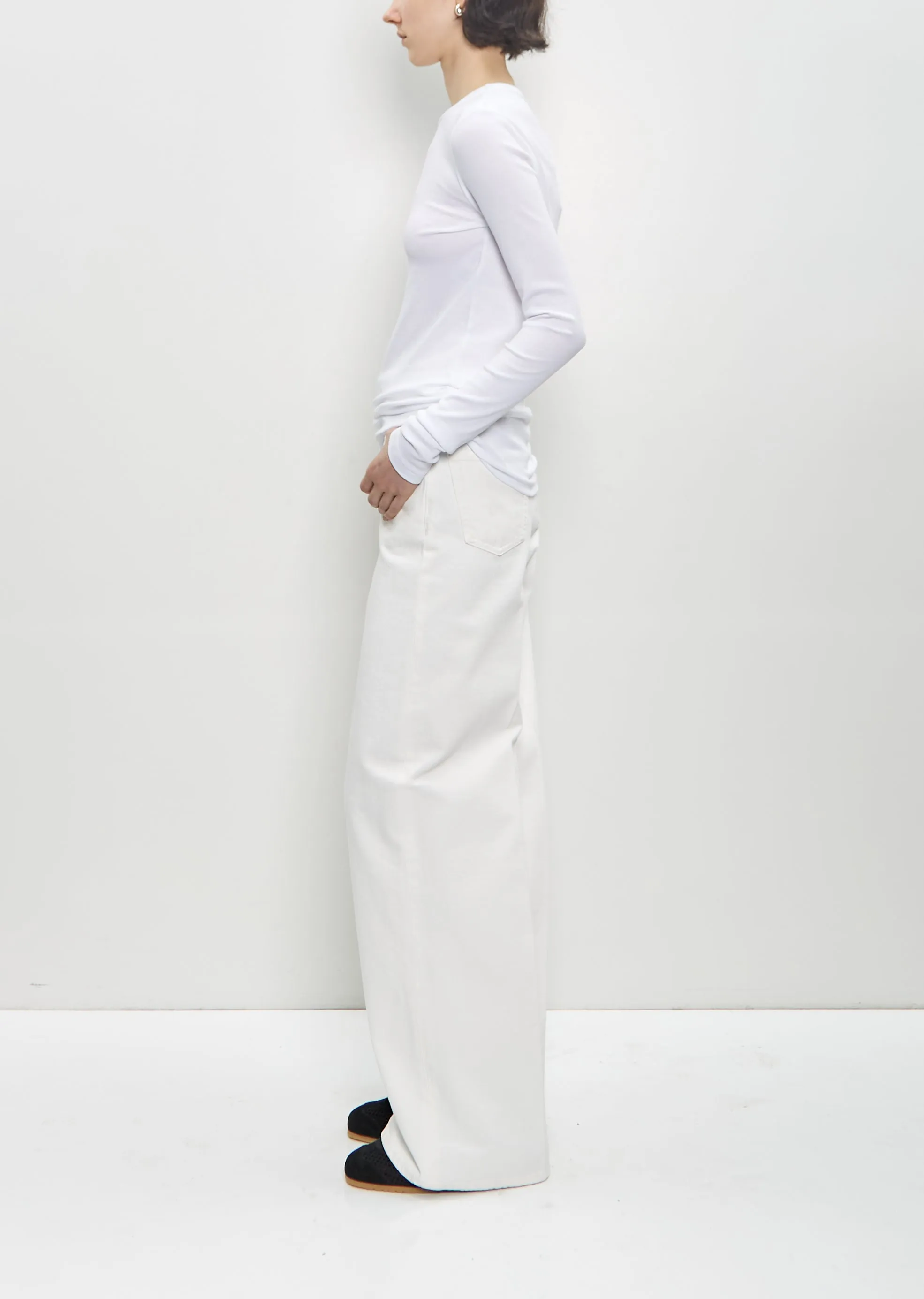 Stretch Organic Cotton Long-Sleeve Jersey Top — White sold by La Garconne product image thumbnail 2