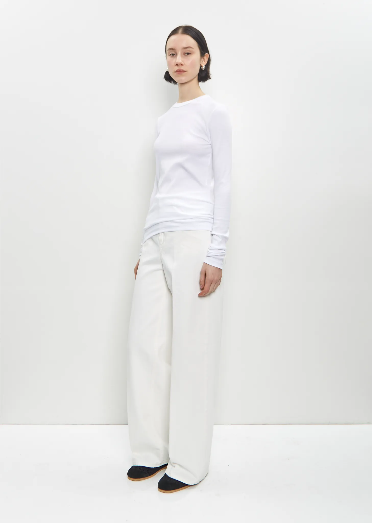 Stretch Organic Cotton Long-Sleeve Jersey Top — White sold by La Garconne product image thumbnail 5