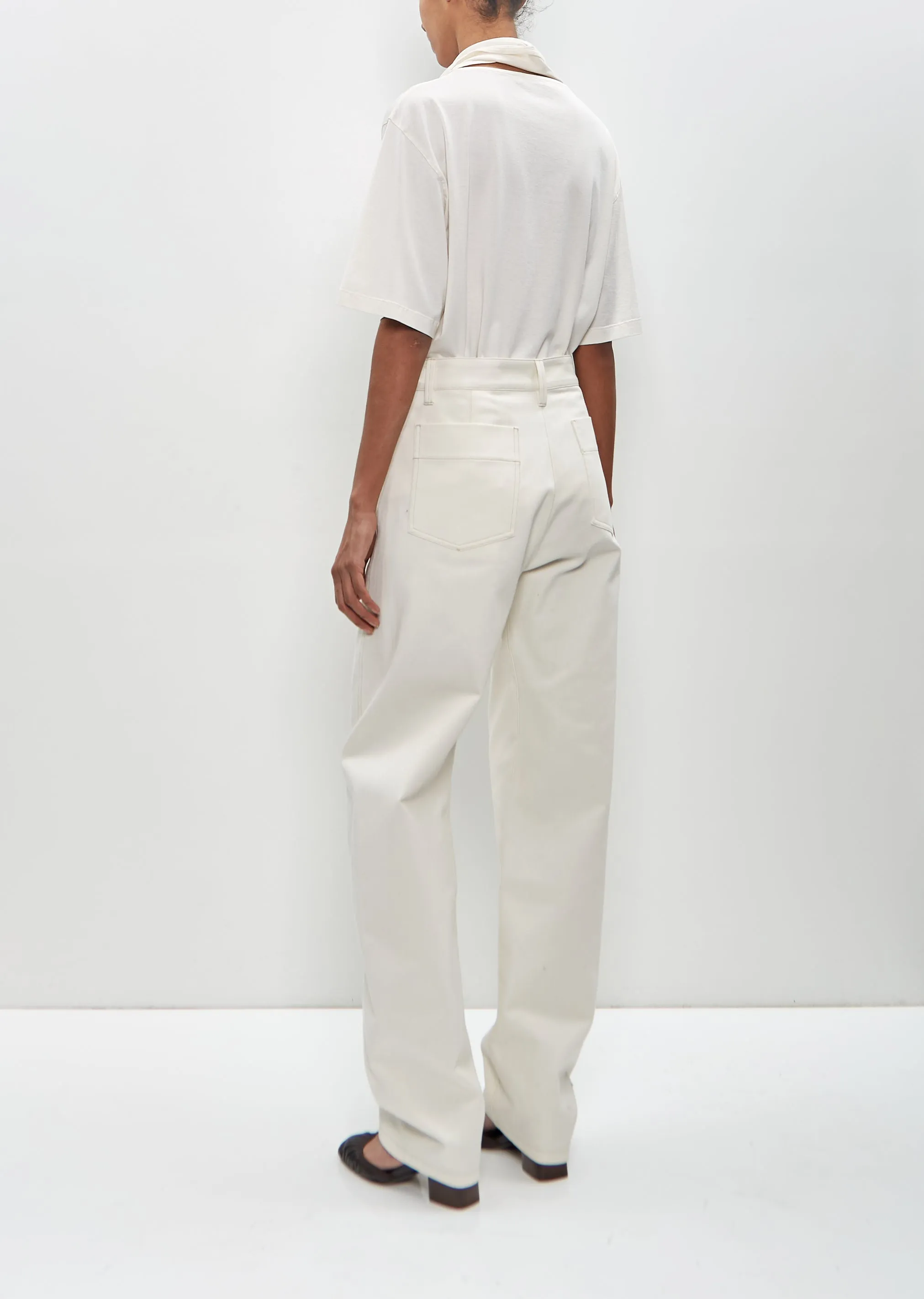 Cotton Five Pocket Twisted Pants — Creamy White sold by La Garconne product image thumbnail 3
