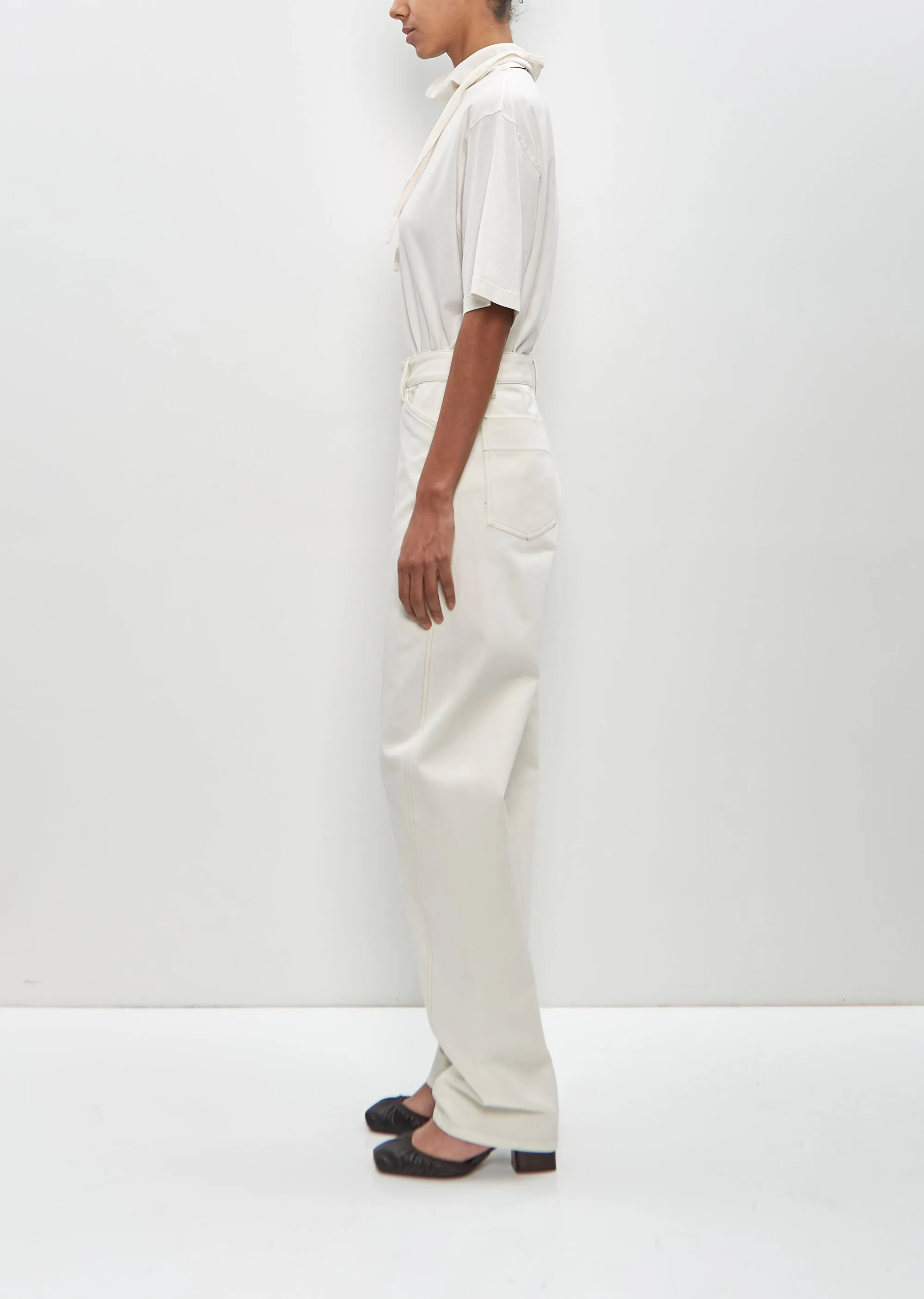 Cotton Five Pocket Twisted Pants — Creamy White sold by La Garconne product image thumbnail 2