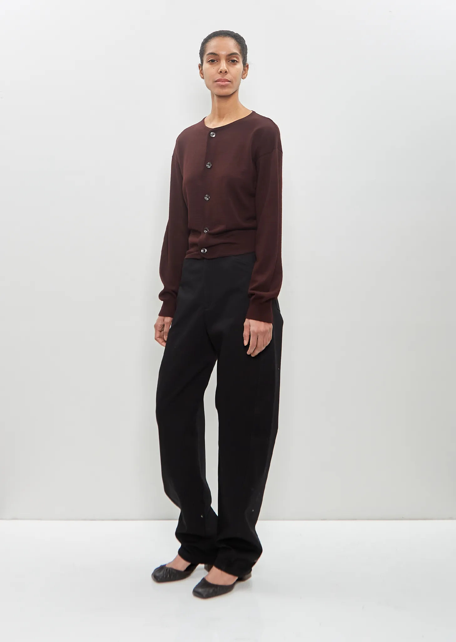 Wool Fitted Cardigan — Dark Plum sold by La Garconne product image thumbnail 5