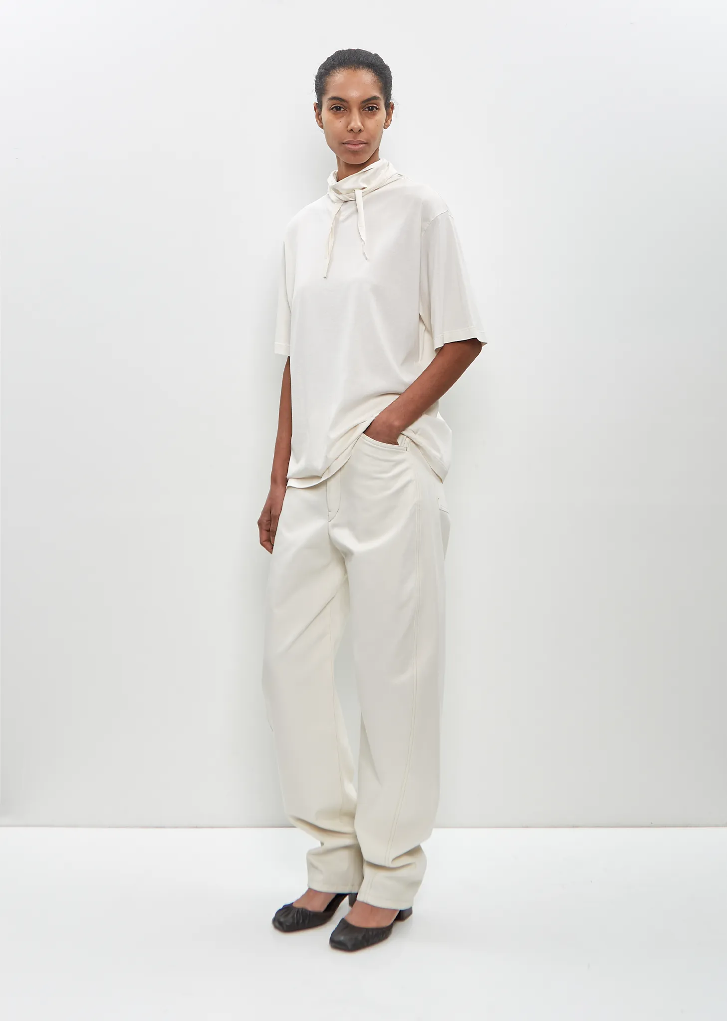 Cotton Foulard T-Shirt — Chalk sold by La Garconne product image thumbnail 5