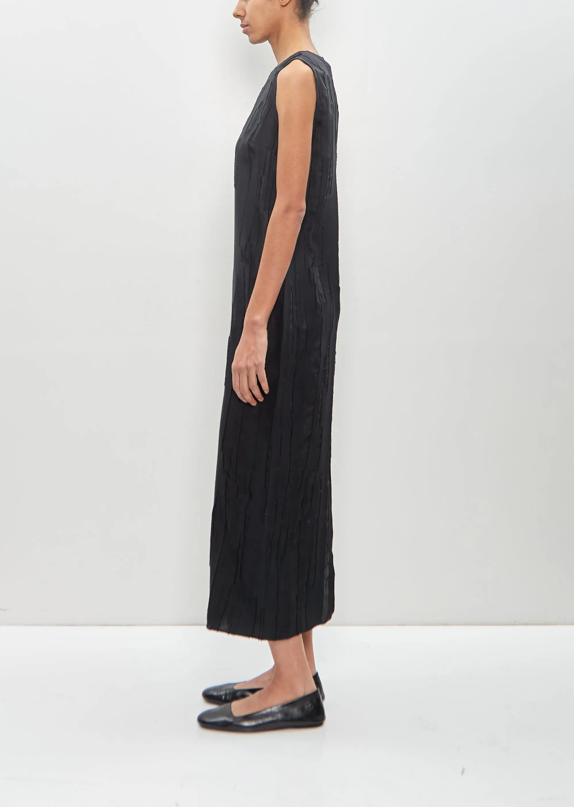 Silk Cotton Minga Fitted Midi Dress — Black sold by La Garconne product image thumbnail 2