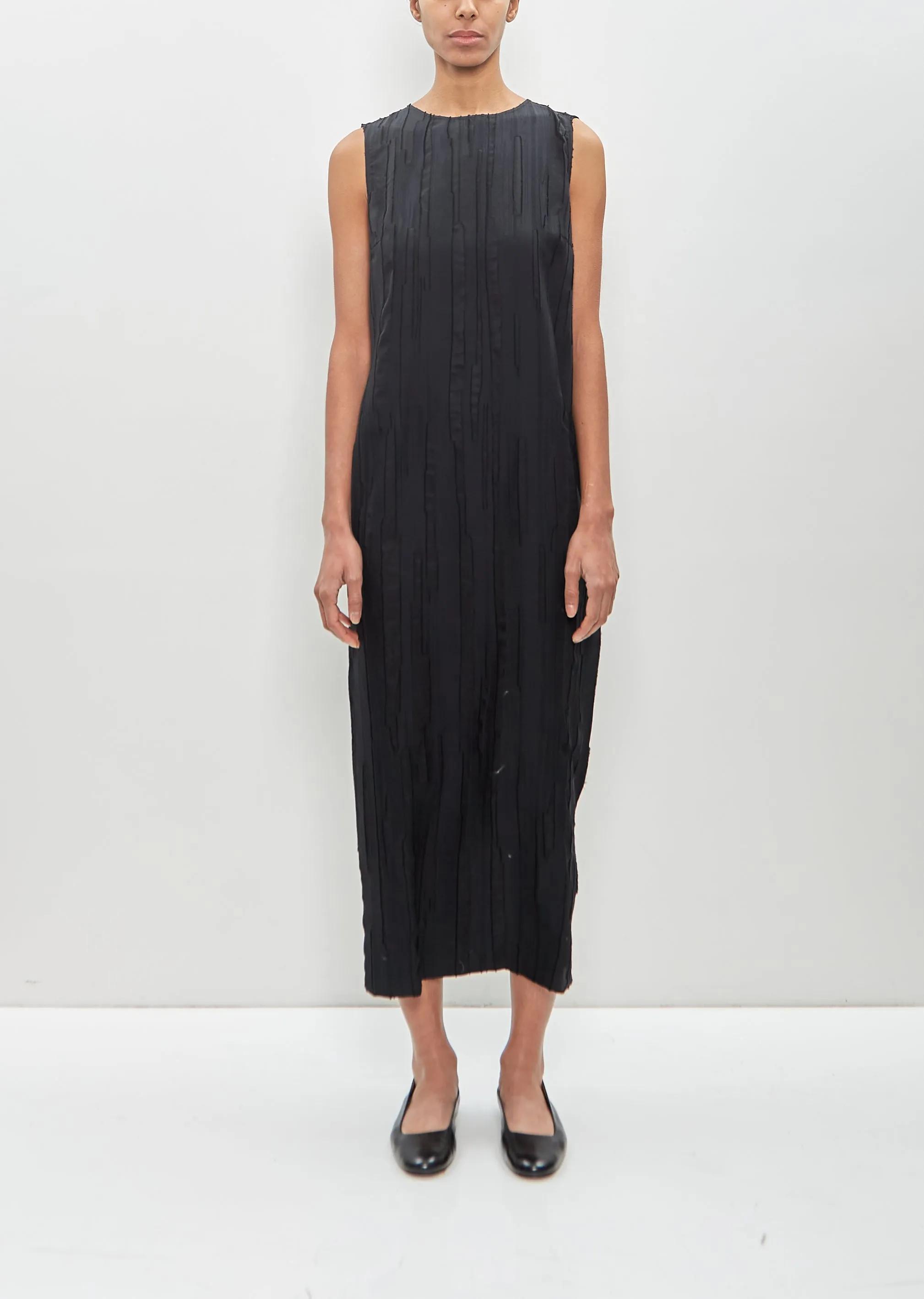 Silk Cotton Minga Fitted Midi Dress — Black sold by La Garconne