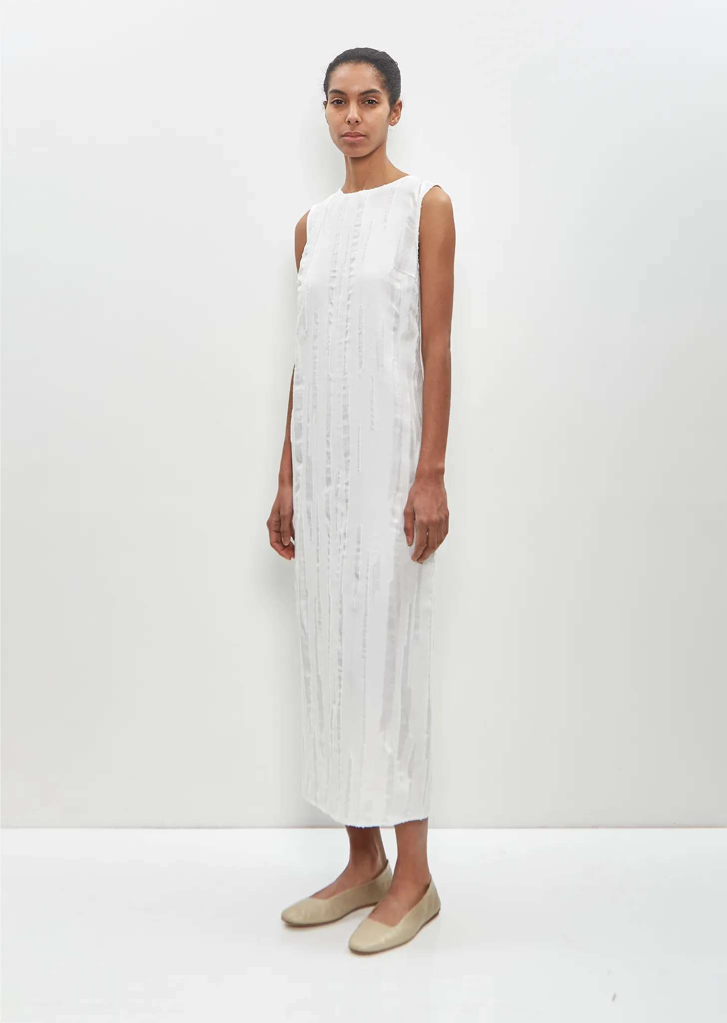 Silk Cotton Minga Fitted Midi Dress — Ivory sold by La Garconne product image thumbnail 4