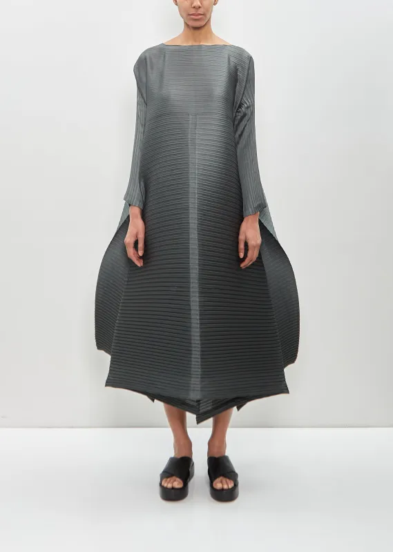 Poly Triacetate Paneled Pleats Dress — Dull Blue sold by La Garconne