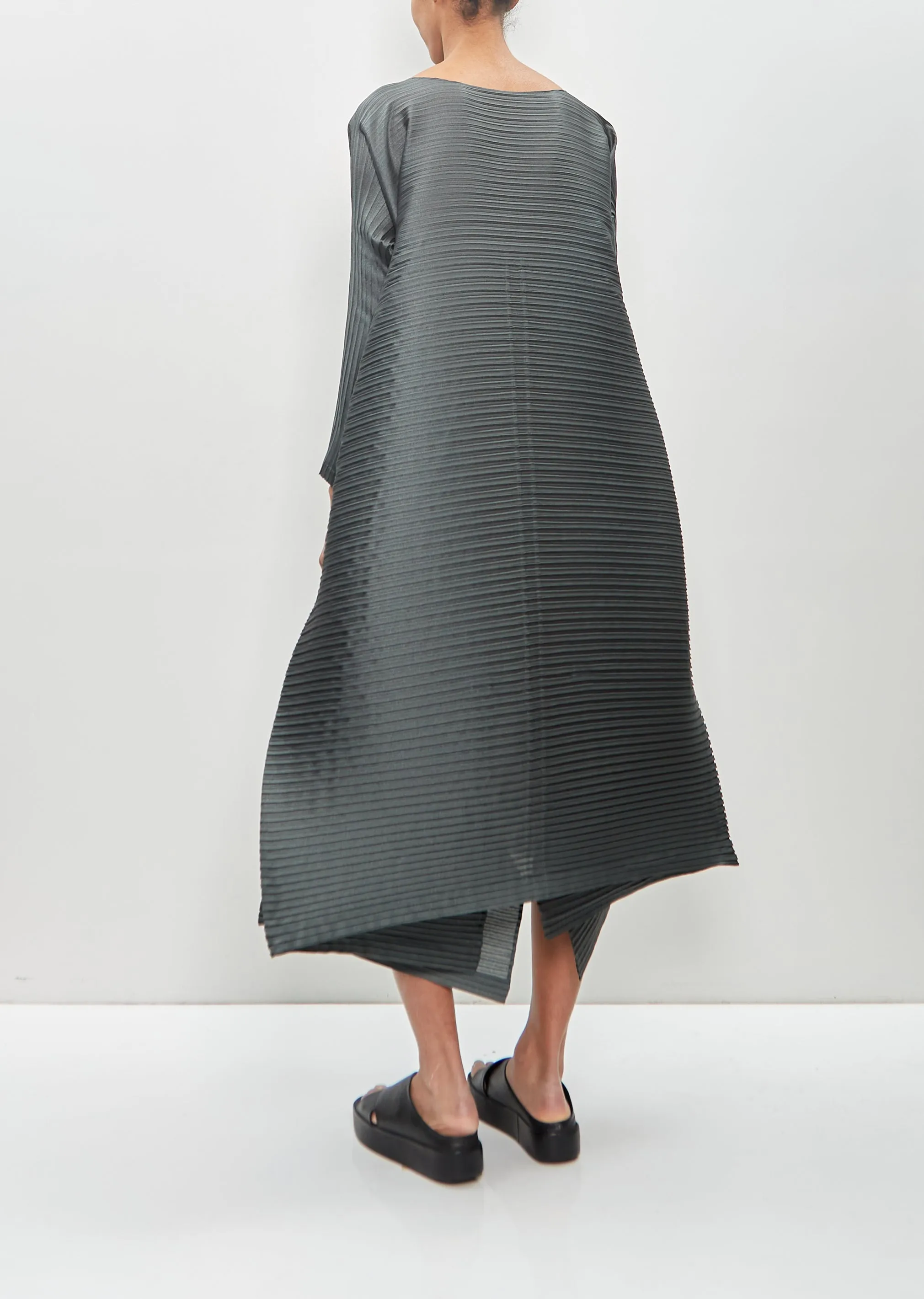 Poly Triacetate Paneled Pleats Dress — Dull Blue sold by La Garconne product image thumbnail 3