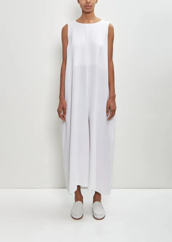 Linen Cropped Jumpsuit — White sold by La Garconne