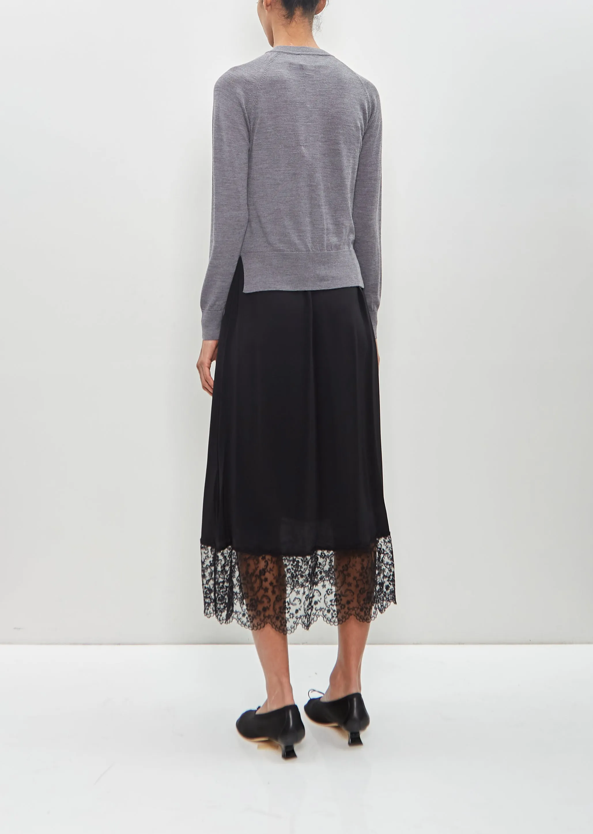 Merino Wool Silk Carnation Detail Cardigan — Pebble sold by La Garconne product image thumbnail 3