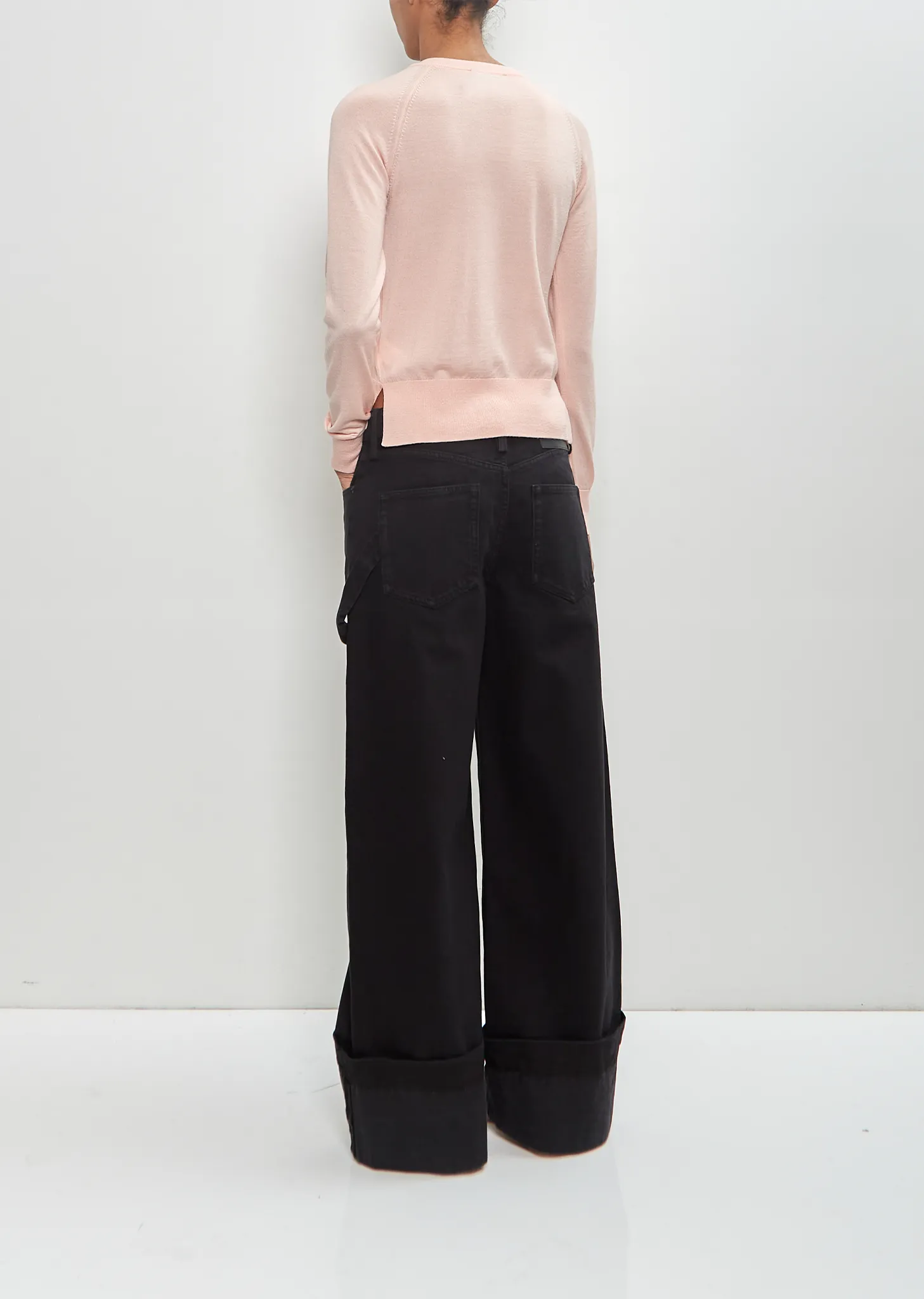 Merino Wool Silk Carnation Detail Cardigan — Pale Pink sold by La Garconne product image thumbnail 3