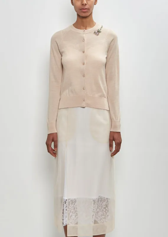 Merino Wool Silk Classic Cardigan sold by La Garconne