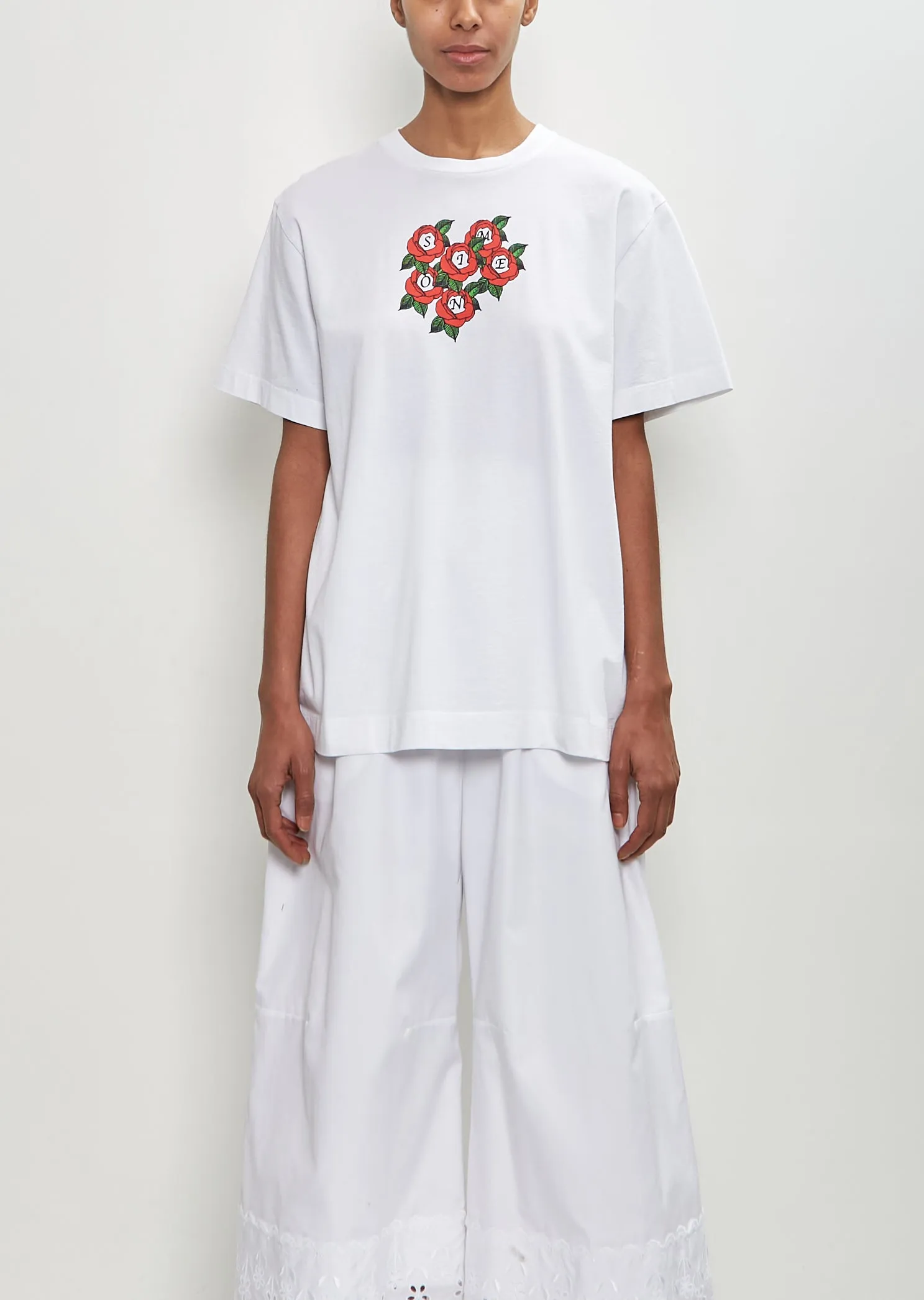 Cotton Cluster Rose Logo Print T-Shirt sold by La Garconne