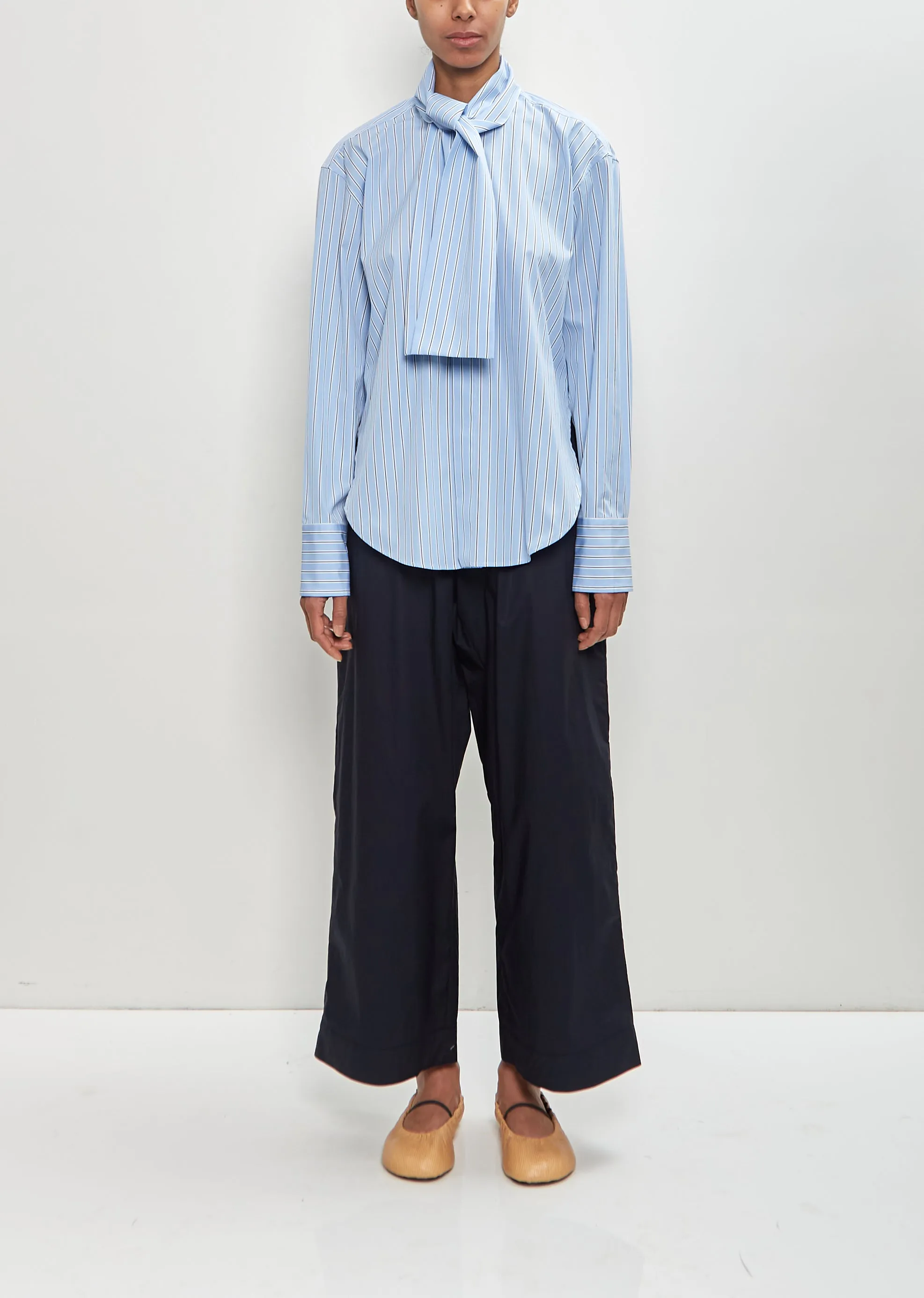 Striped Cotton Poplin Shirt with Scarf sold by La Garconne product image thumbnail 4