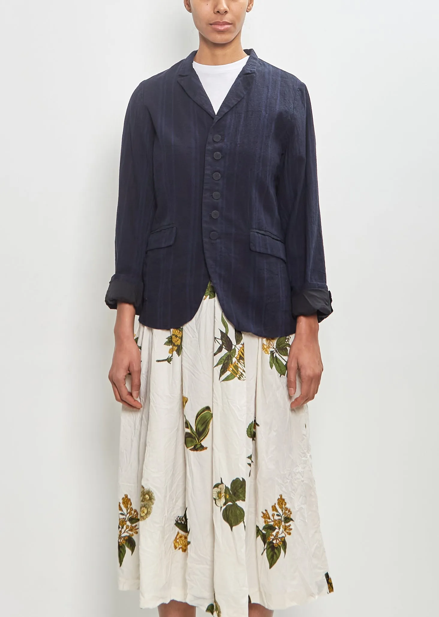 Linen Cotton Yarn Dyed Random Stripe Jacket sold by La Garconne