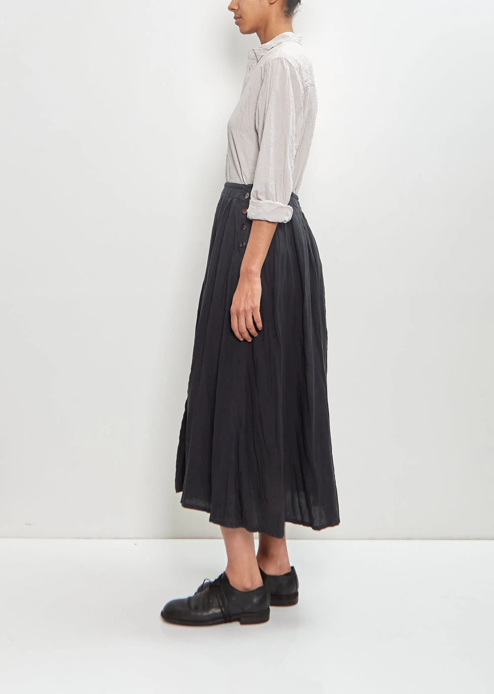 French Linen Box Pleat Skirt — Black sold by La Garconne product image thumbnail 2