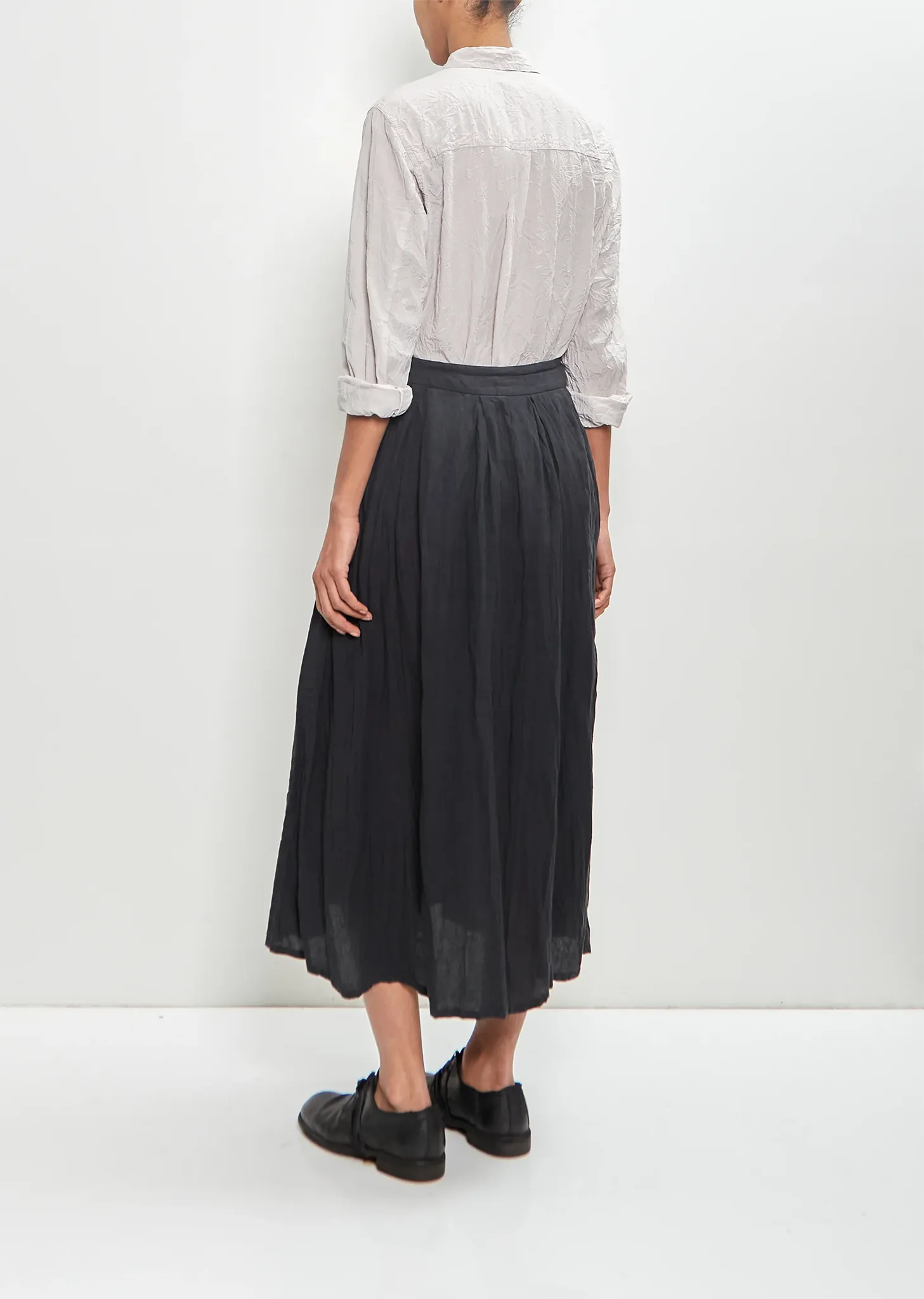 French Linen Box Pleat Skirt — Black sold by La Garconne product image thumbnail 3