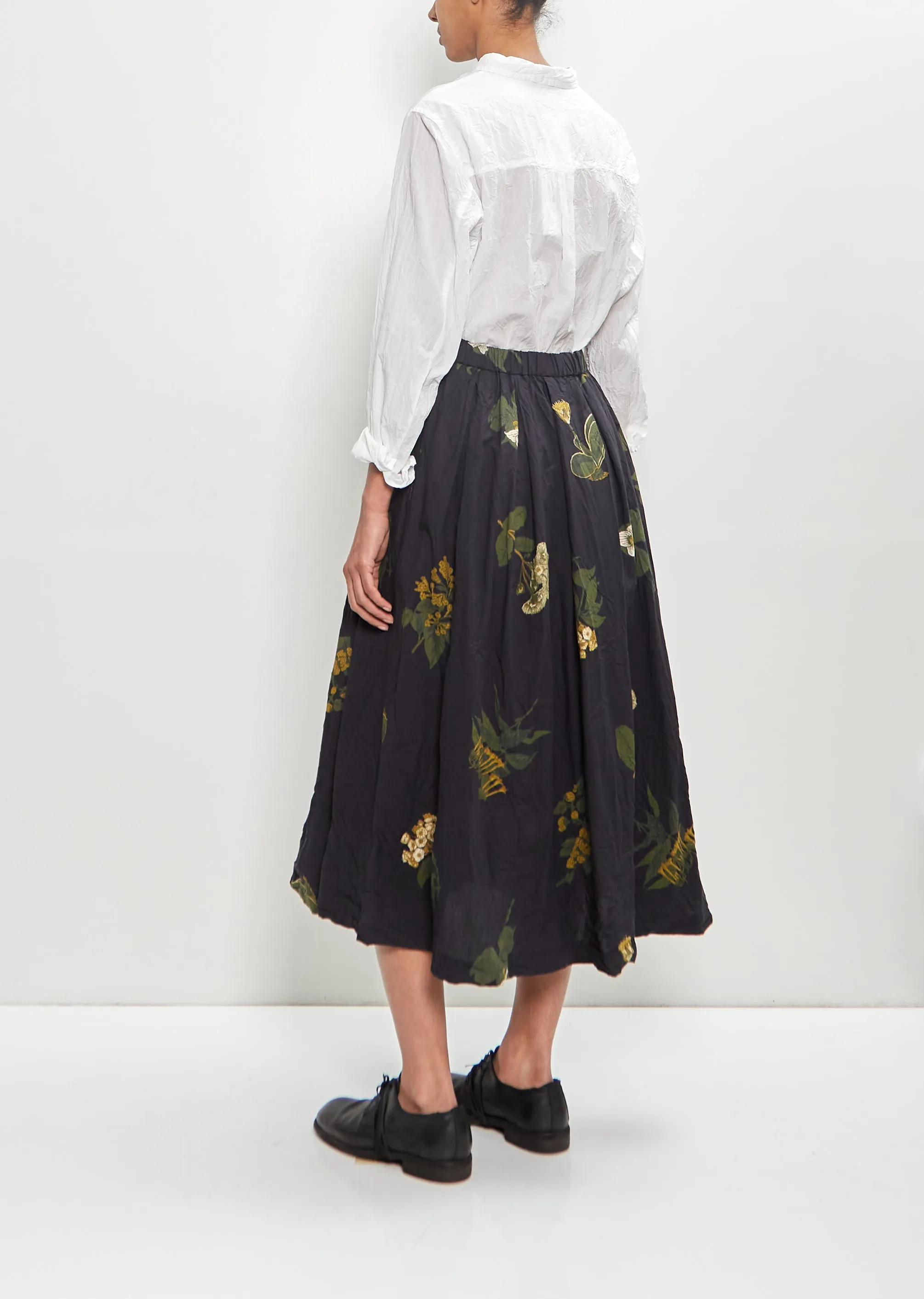 Cotton Summer Botanical Print Skirt — Black sold by La Garconne product image thumbnail 3
