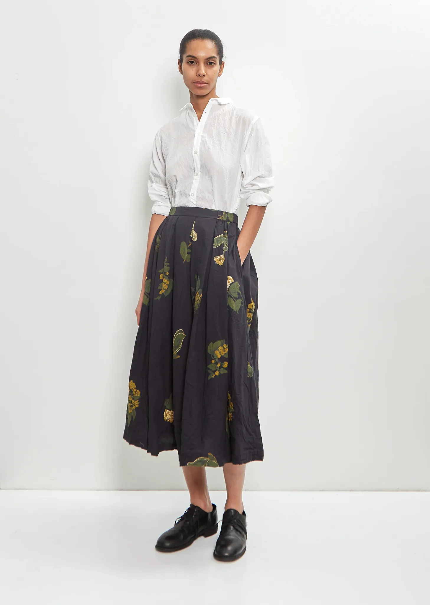 Cotton Summer Botanical Print Skirt — Black sold by La Garconne product image thumbnail 4