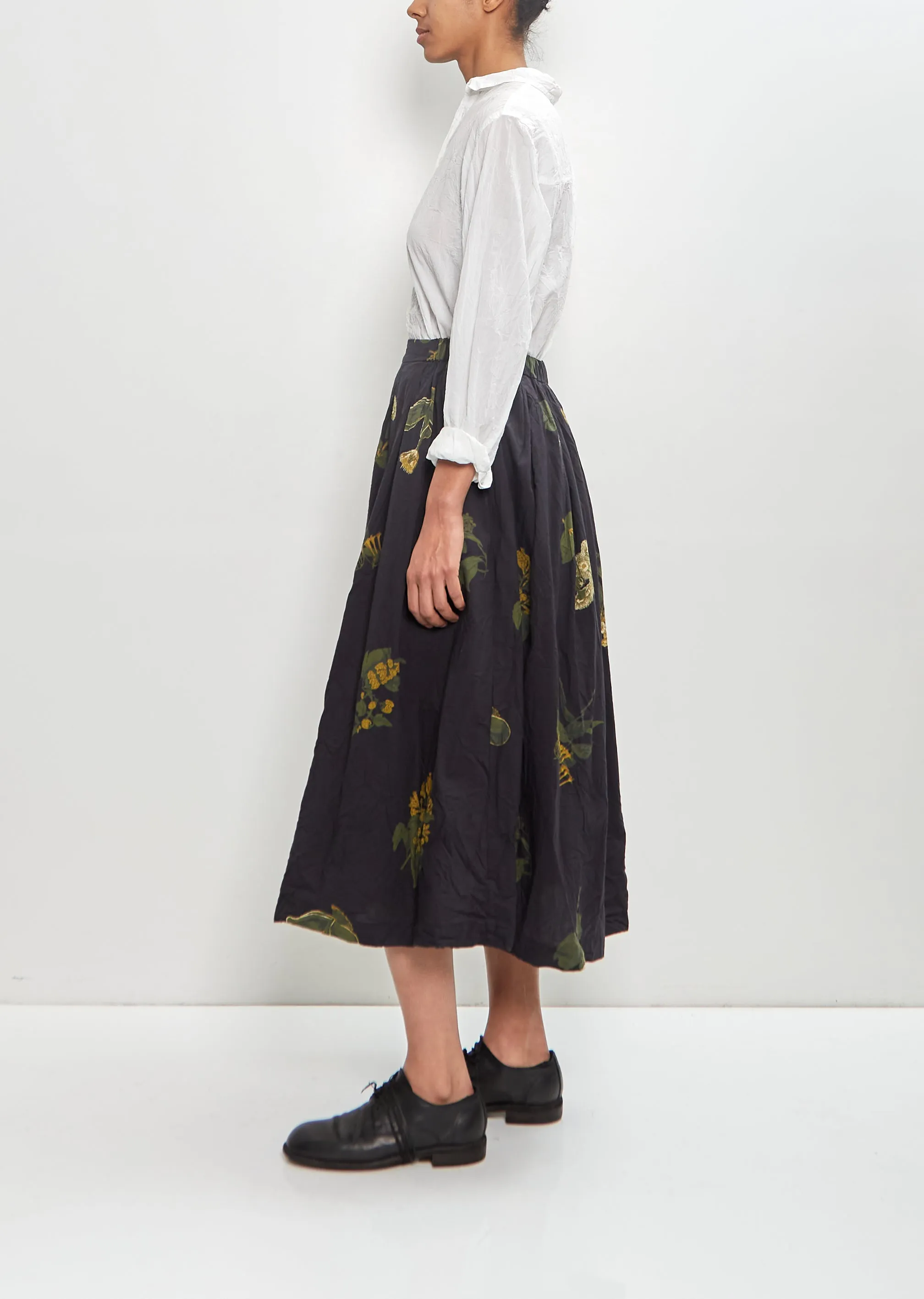Cotton Summer Botanical Print Skirt — Black sold by La Garconne product image thumbnail 2