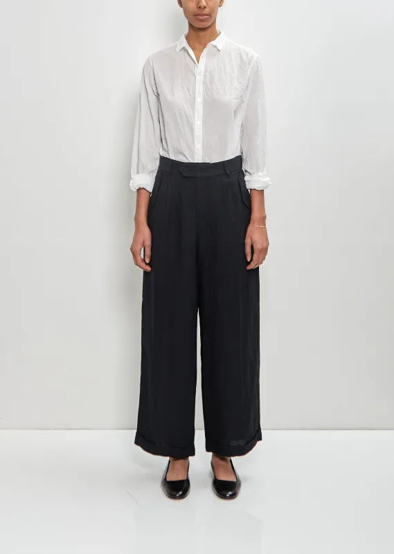 Linen Cotton Canvas Center Crease Pants sold by La Garconne