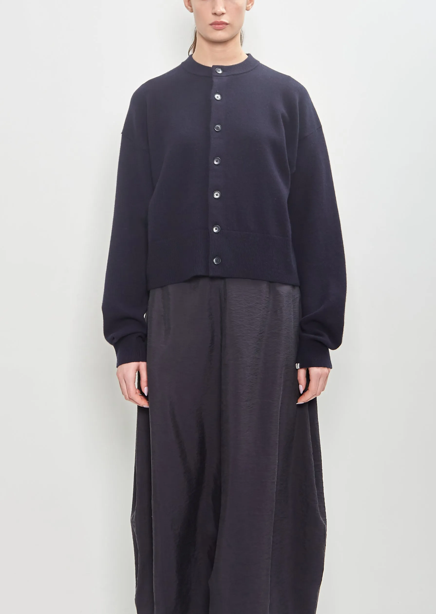 Stretch Cashmere n°170 Chou Cardigan — Navy sold by La Garconne