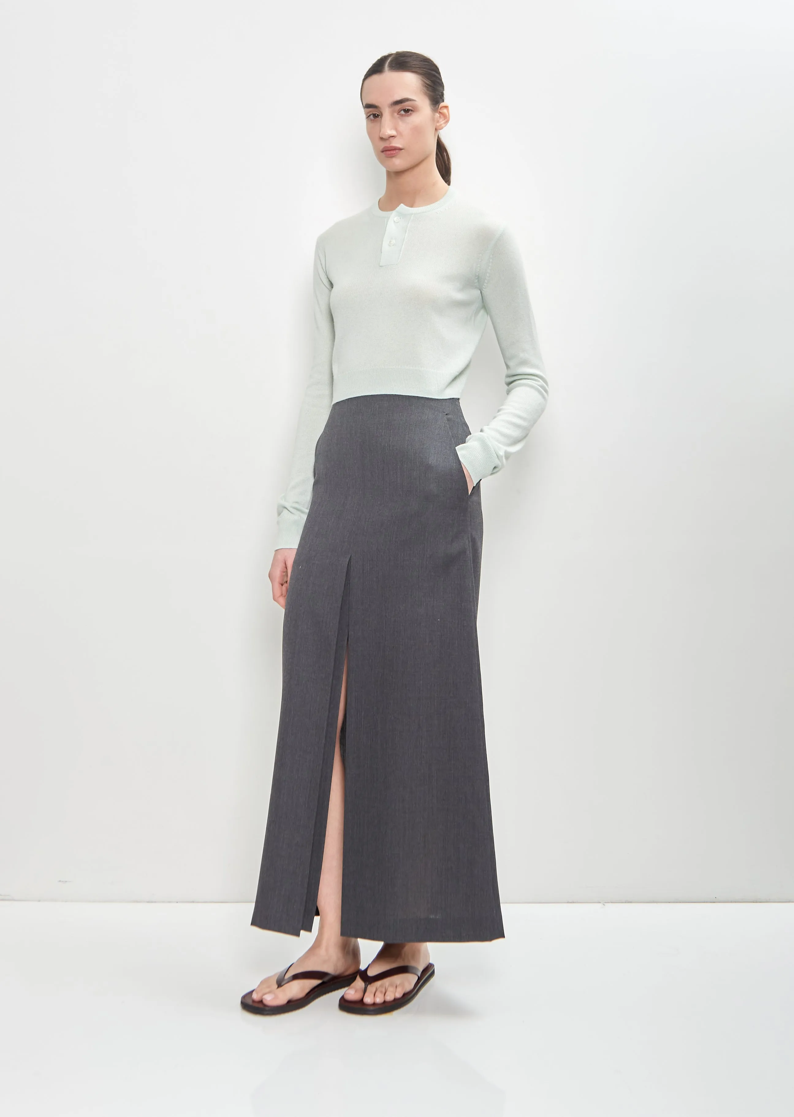 Wool Mohair Hop Sack Slit Skirt sold by La Garconne product image thumbnail 4