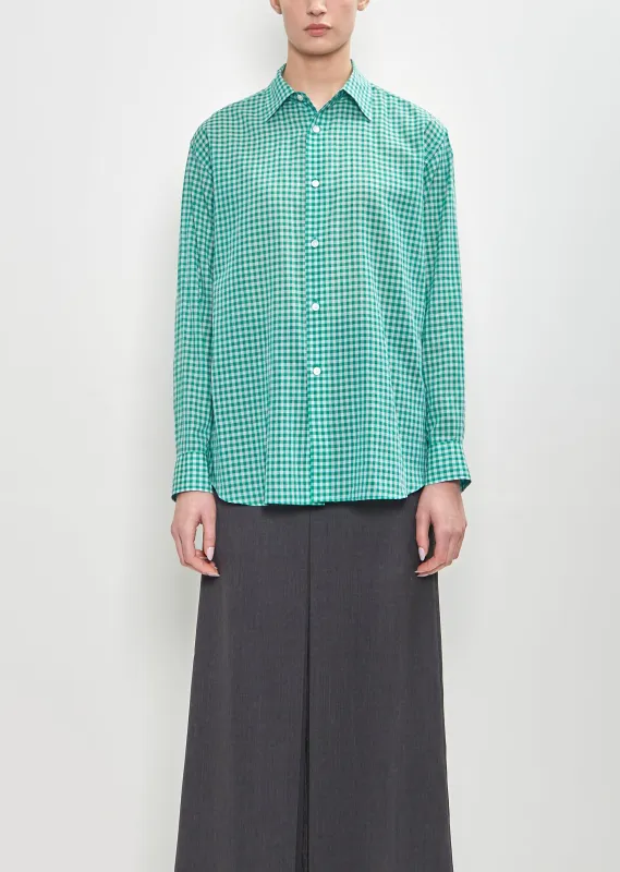 Airy Light Cotton Check Big Shirt sold by La Garconne