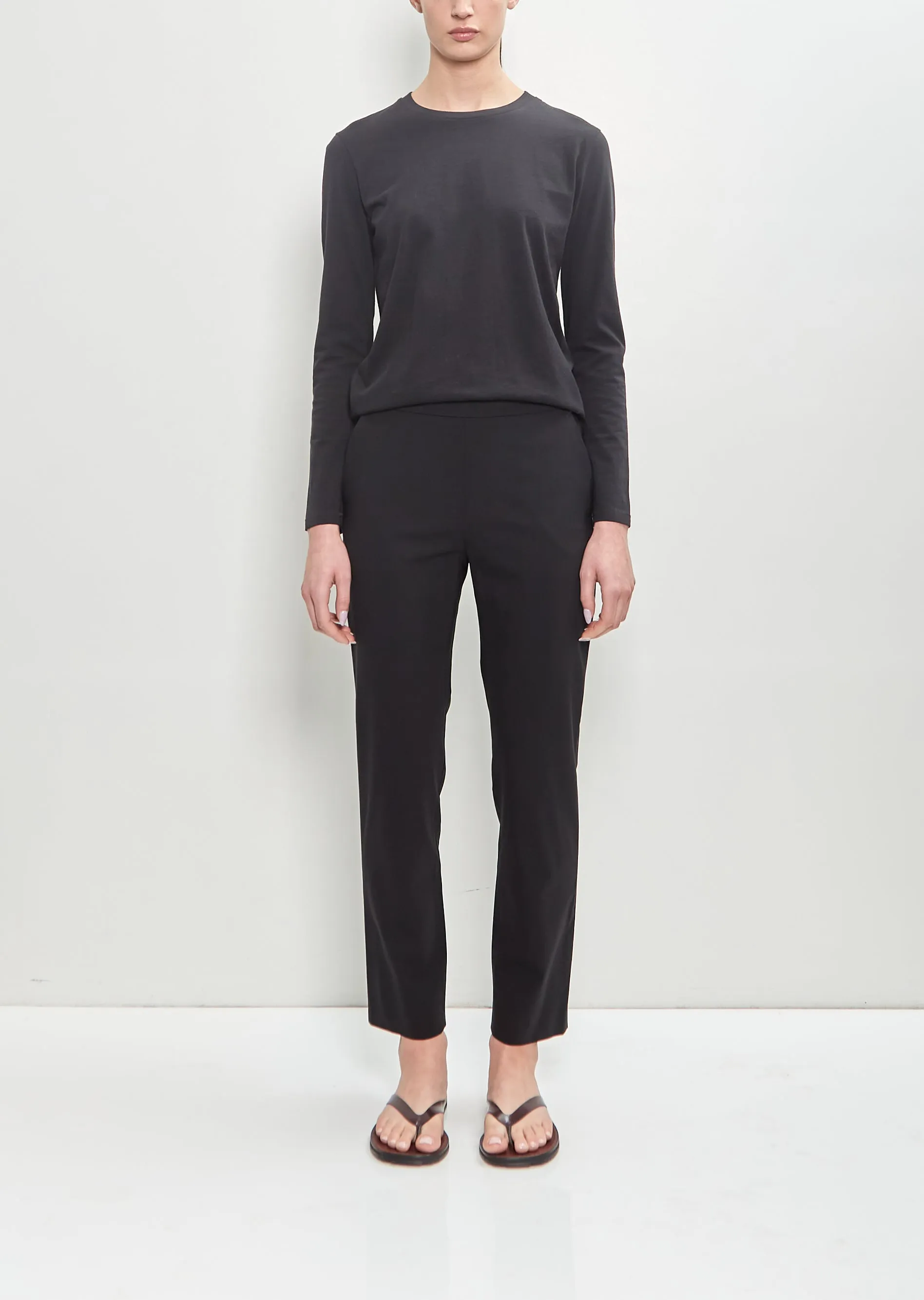 Stretch Virgin Wool Slim Pull On Pant sold by La Garconne