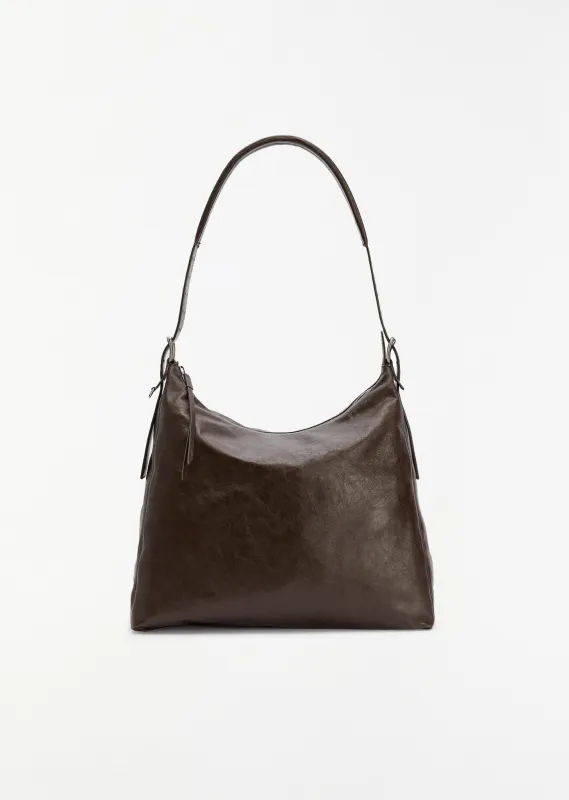 Belted Hobo Bag — Dark Brown sold by La Garconne