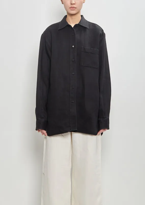 Linen Nesson Shirt — Black sold by La Garconne