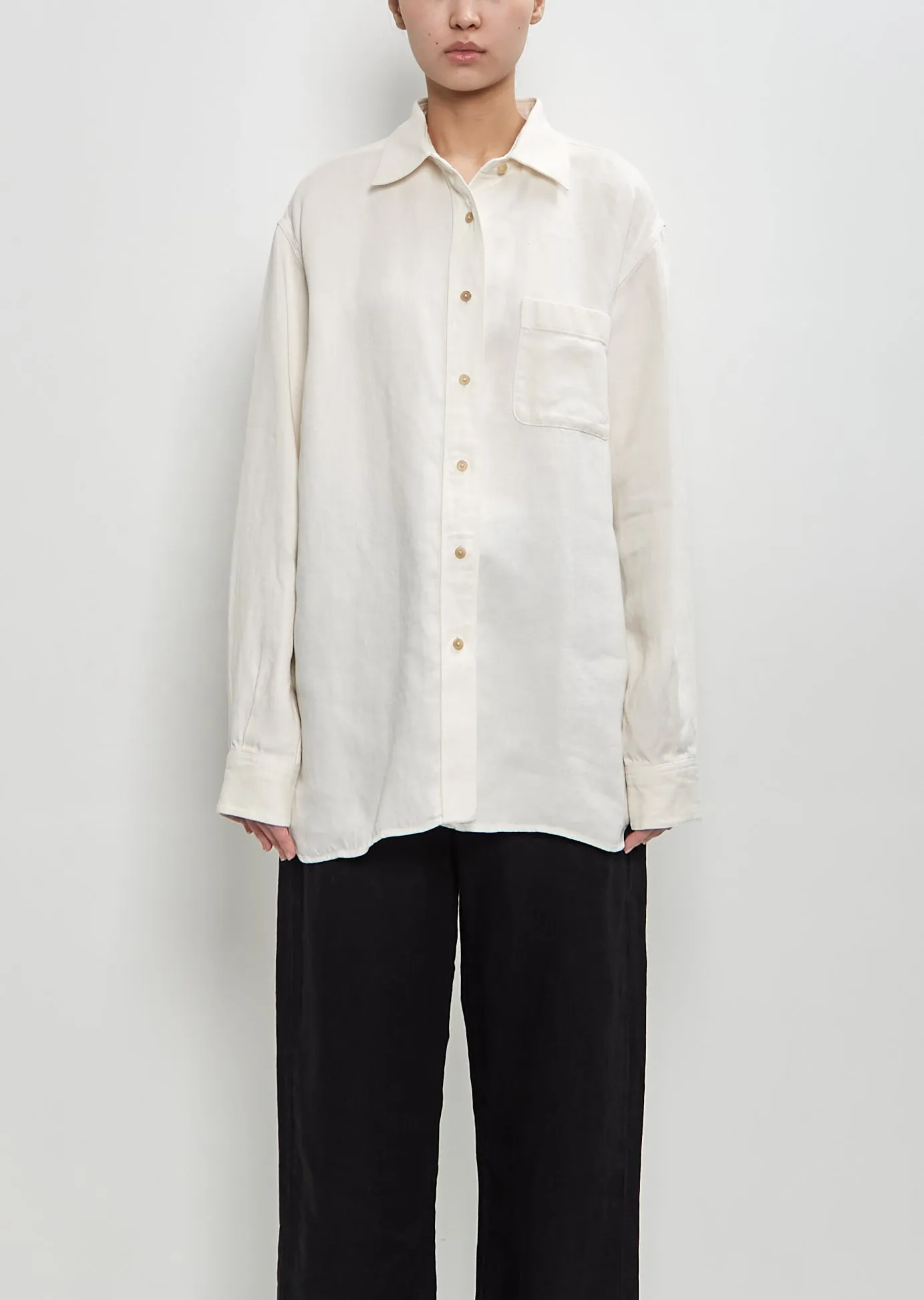 Linen Nesson Shirt — White sold by La Garconne