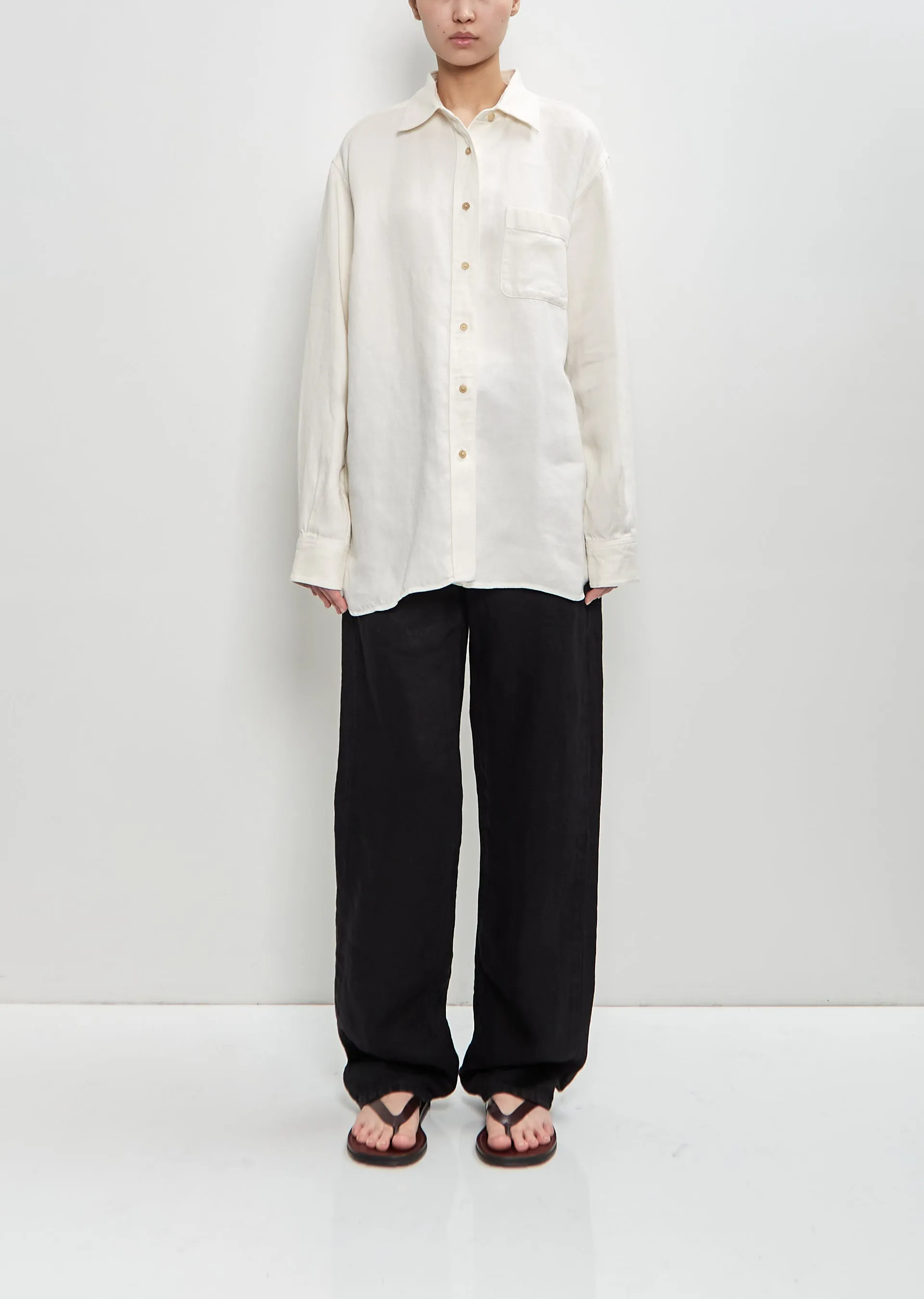 Linen Nesson Shirt — White sold by La Garconne product image thumbnail 5
