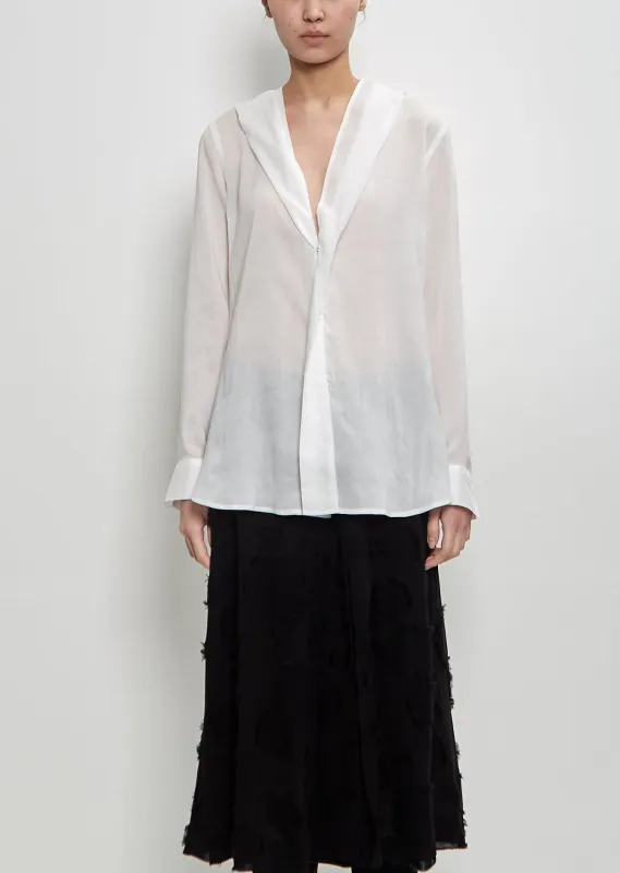 Draped Detail Hood Blouse sold by La Garconne