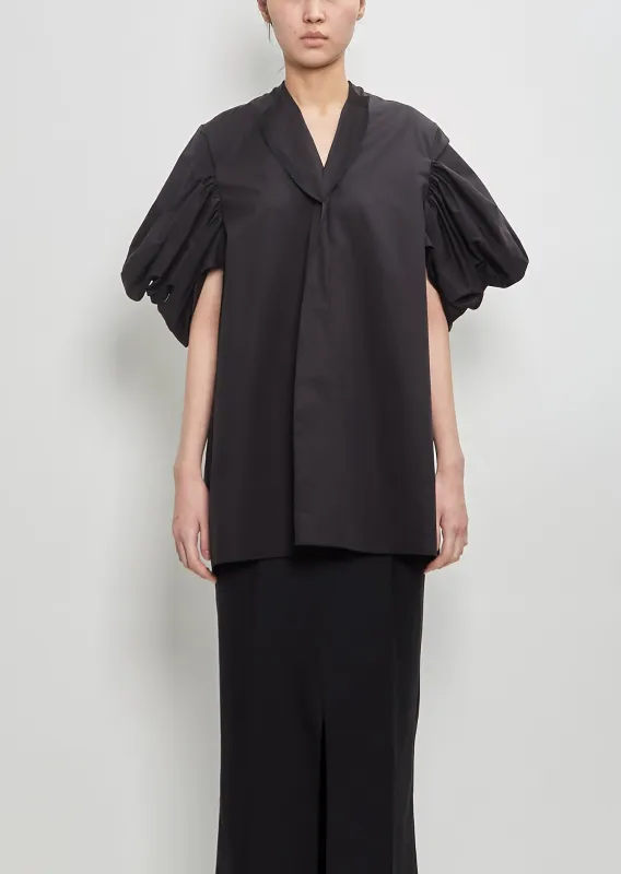 Cotton Rouched Sleeve Top — Black made by Junya Watanabe