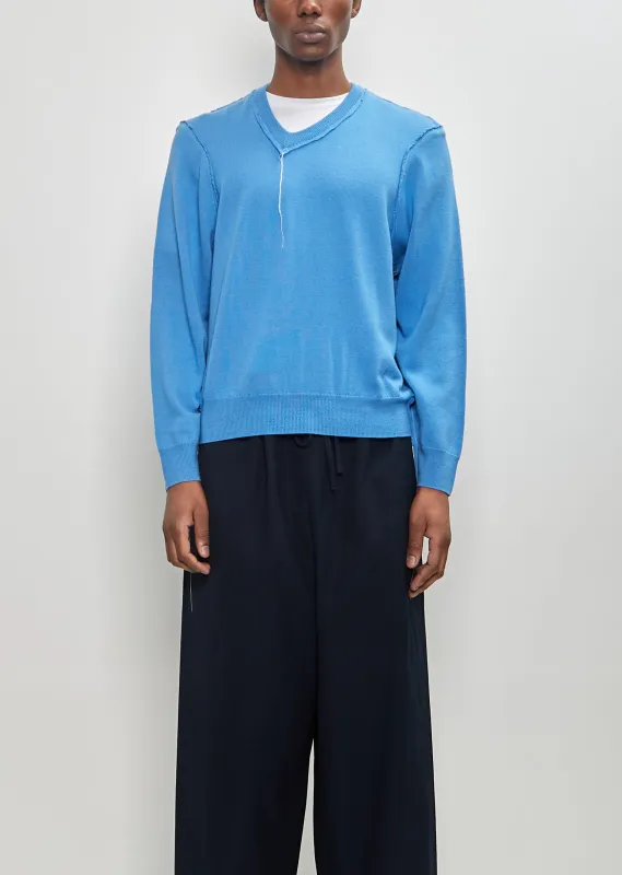 Frankenstein V-Neck Sweater — Blue sold by La Garconne