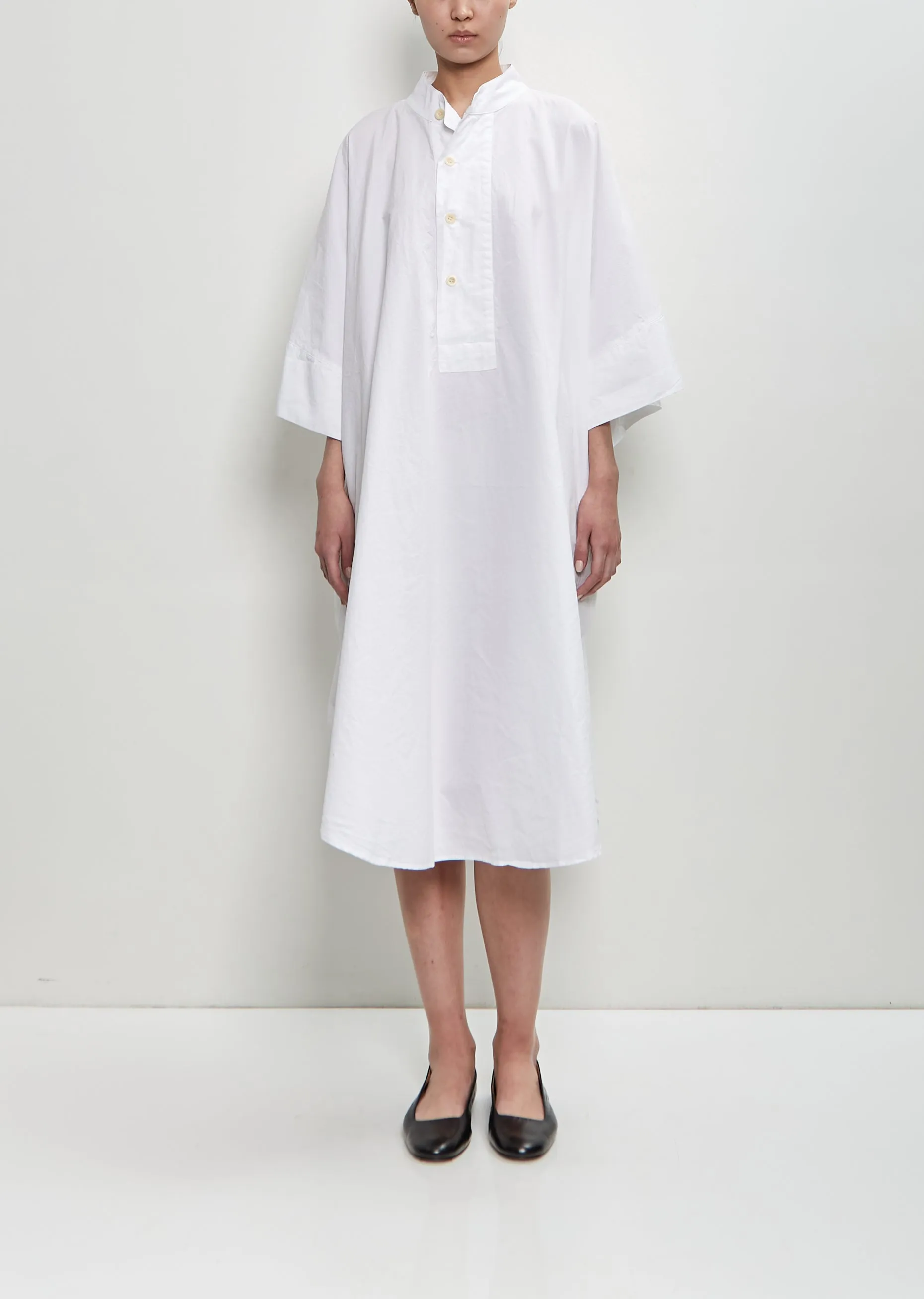 Organic Cotton Octo Overshirt Dress — White sold by La Garconne