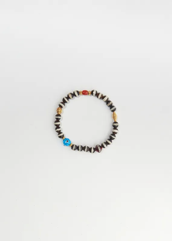 Black Agate Stripe Beaded Bracelet 29 sold by La Garconne